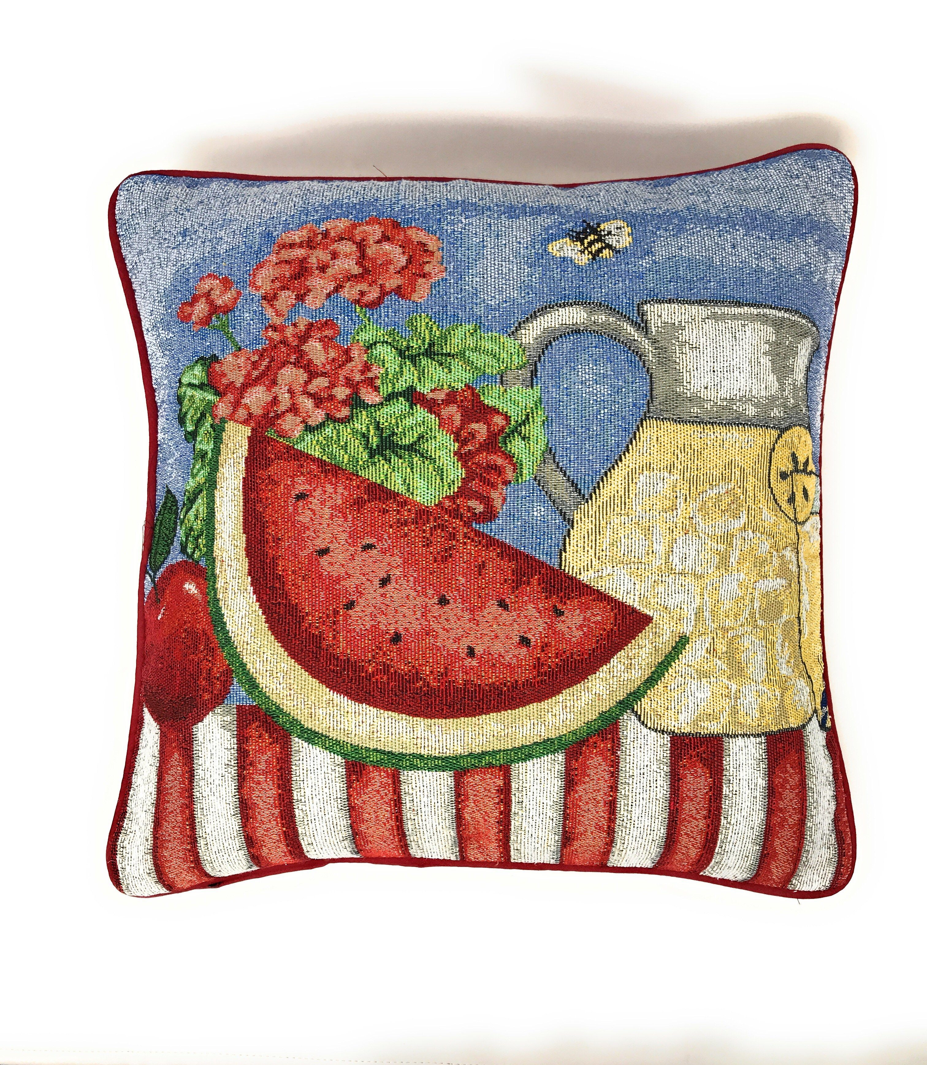 Tache Fruity Drinks Watermelon Lemonade Woven Tapestry Accent Throw Pillow Cover (13082CC) - Tache Home Fashion