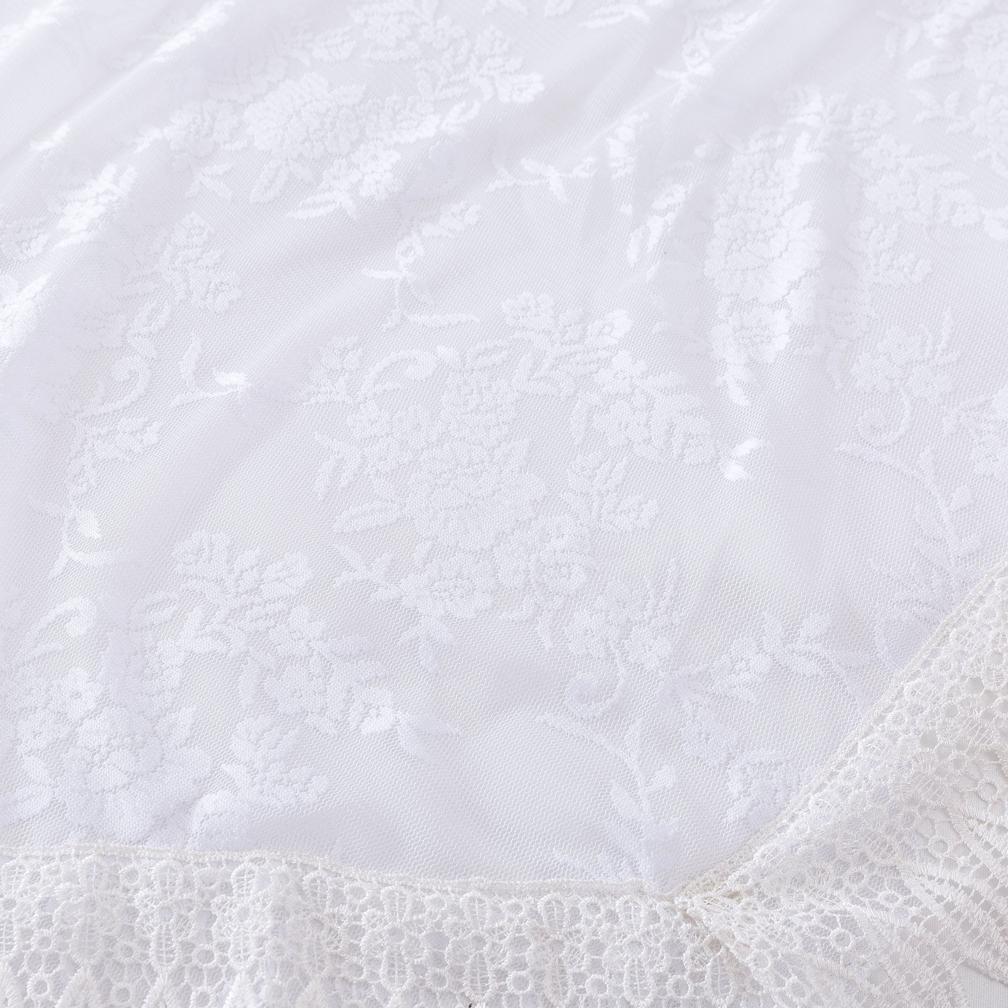Tache Ruffle Floral Lace Satin White Pink Luxury Delicate Rose Comforter Set (MA125) - Tache Home Fashion