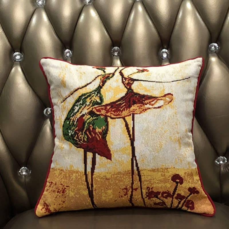 Tache Abstract Ballerina Art Golden Beige Woven Tapestry Throw Pillow Cover (18110) - Tache Home Fashion