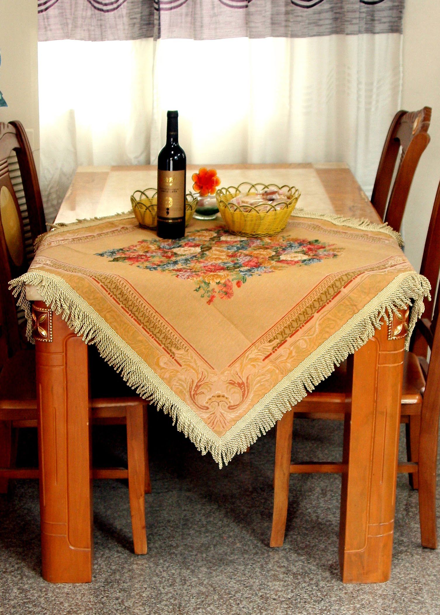 Tache Colorful Country Rustic Floral Morning Awakening Woven Tapestry Tablecloth (3089B) - Tache Home Fashion