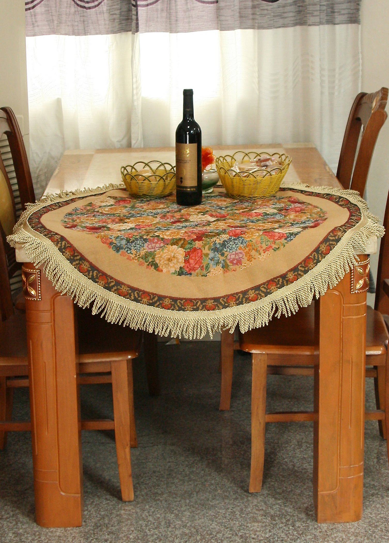 Tache Colorful Country Rustic Floral Morning Awakening Woven Tapestry Tablecloth (3089B) - Tache Home Fashion