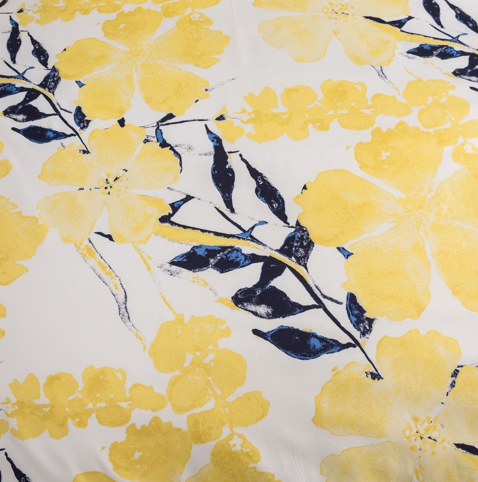 Tache Microfiber Watercolor Tropical Floral Yellow Blue Flat Bed Sheet (JHW-841) - Tache Home Fashion