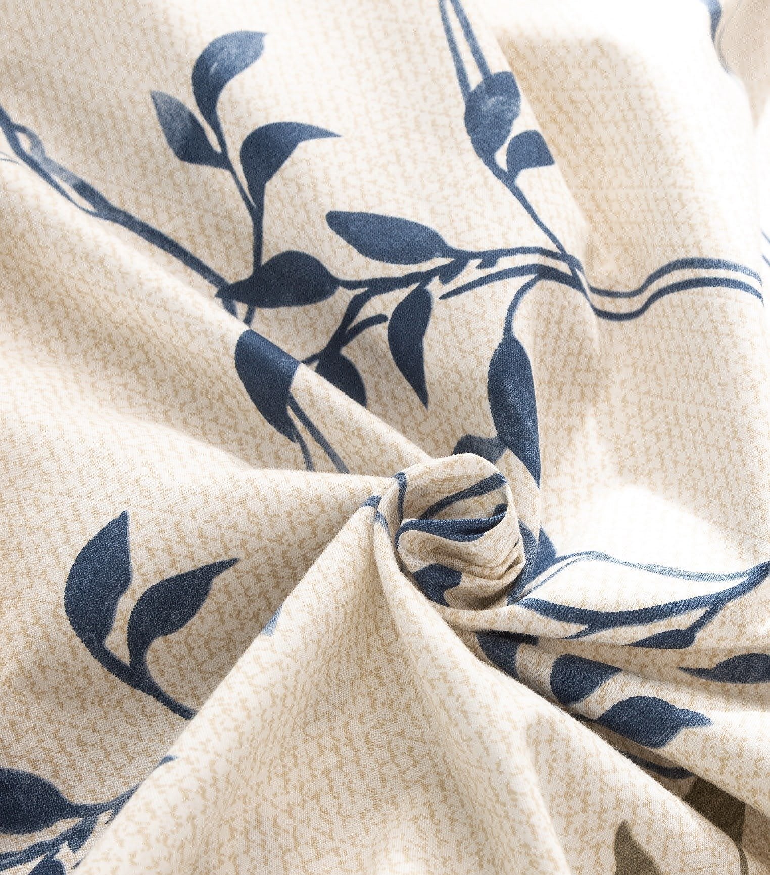 Tache Poplin Cotton Elegant Leaf Vine Cream Beige Flat Sheet (JHW-842) - Tache Home Fashion