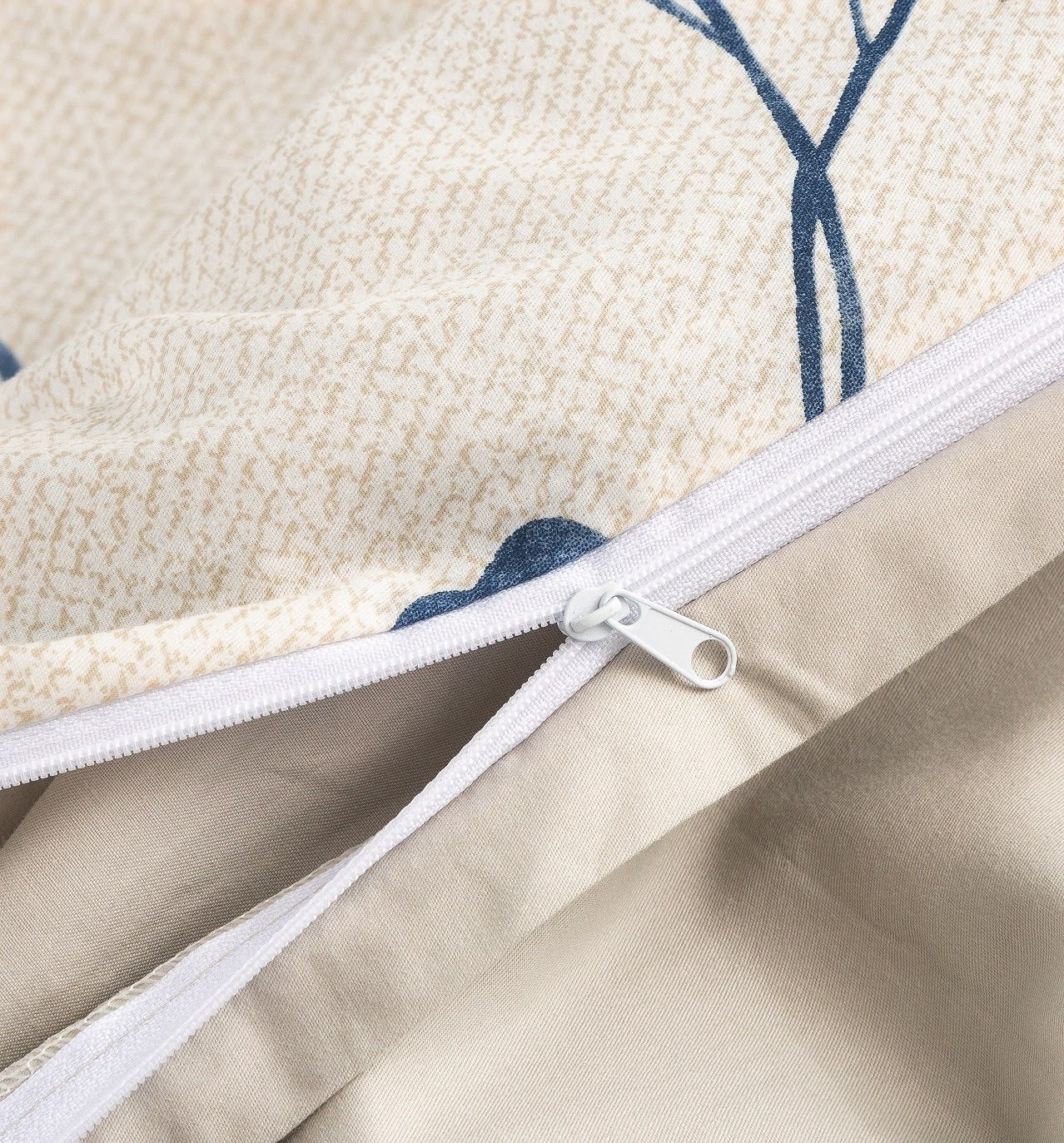 jasmineページ Tache Poplin Cotton Elegant Leaf Vine Cream Beige Duvet