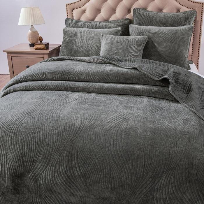 Tache Velvet Dreams Dark Taupe Plush Waves Cushion Covers / Euro Sham (JHW-852BR) - Tache Home Fashion