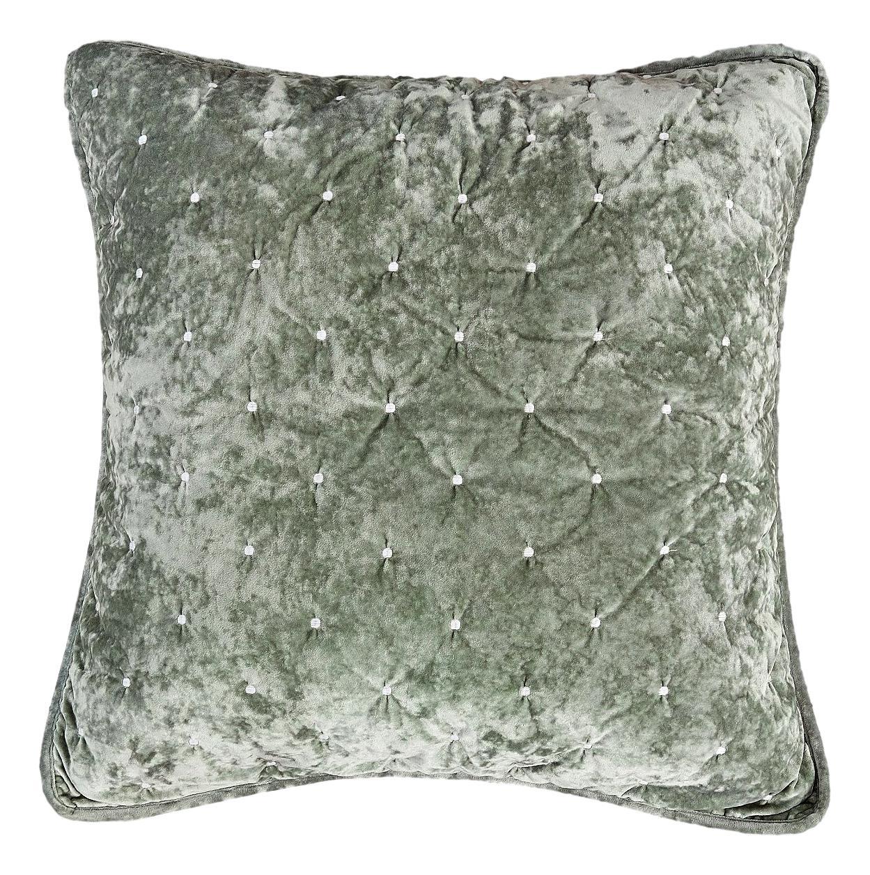 Tache Velvet Dreams Light Green Plush Diamond Tufted Cushion Covers / Euro Sham (JHW-853G) - Tache Home Fashion
