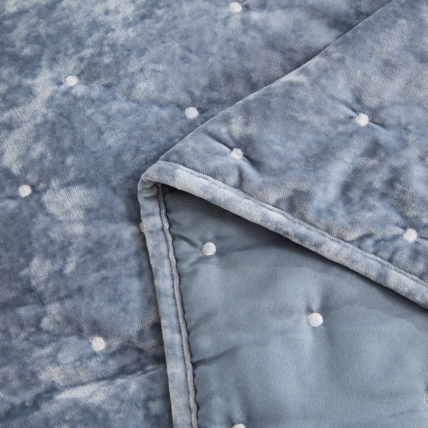 Tache Plush Dreams Light Blue Tufted Velvet Quilt Set (JHW-853LB) - Tache Home Fashion