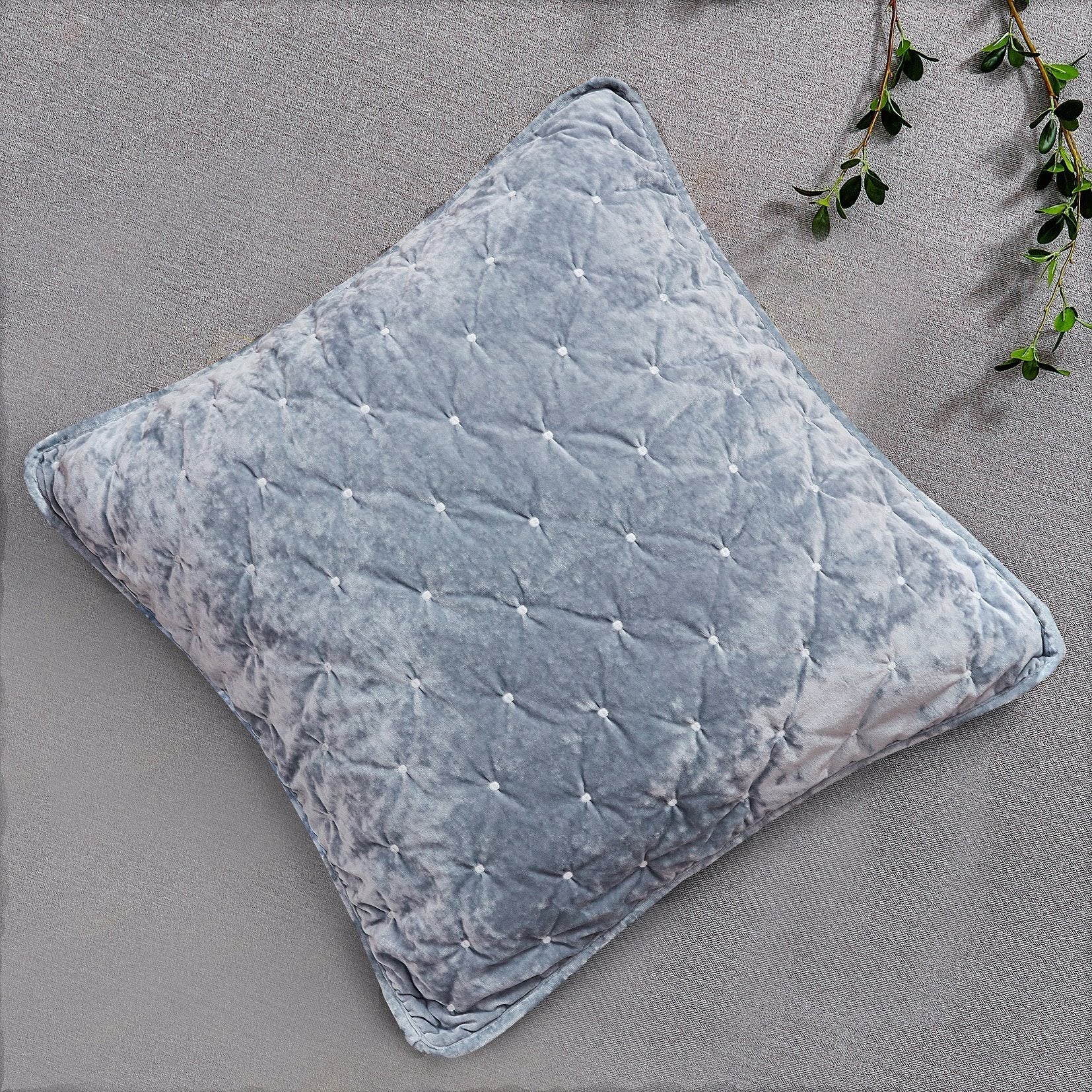 Tache Velvet Dreams Light Blue Plush Diamond Tufted Cushion Covers / Euro Sham (JHW-853LB) - Tache Home Fashion