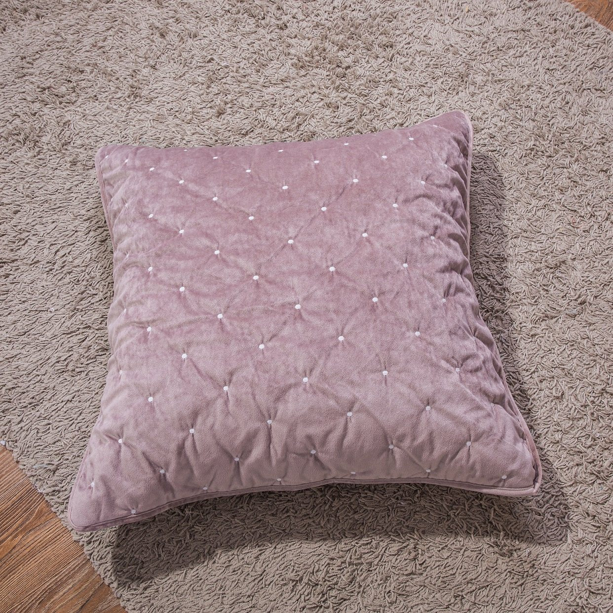 Tache Velvet Dreams Purple Mauve Plush Diamond Tufted Cushion Covers / Euro Sham (JHW-853P) - Tache Home Fashion