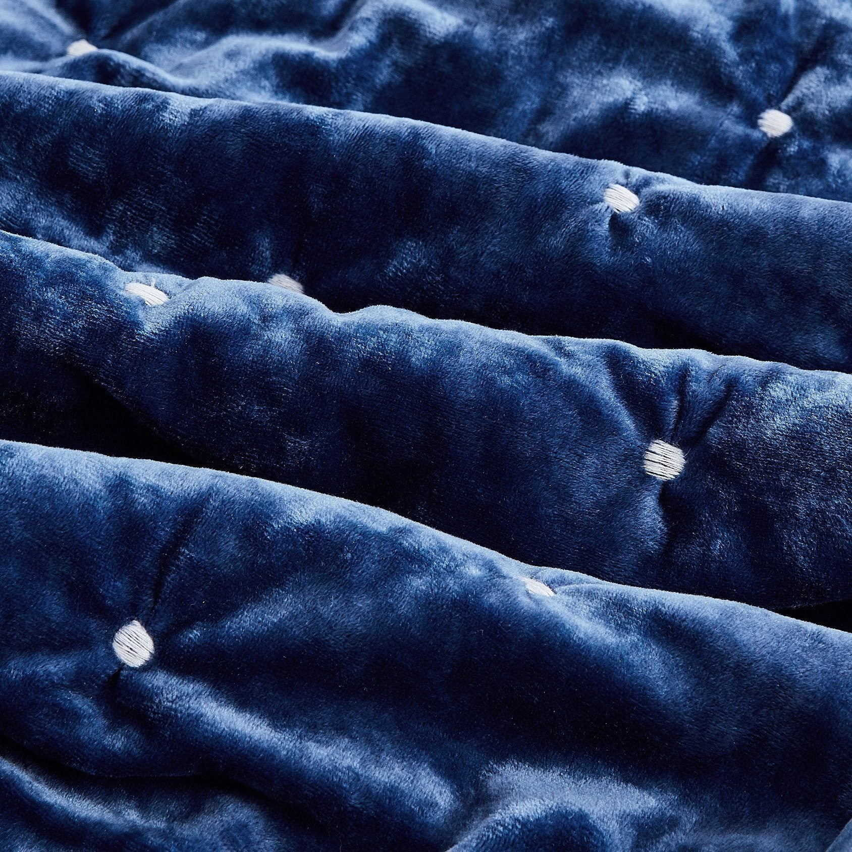 Tache Plush Dreams Dark Royal Blue Tufted Velvet Quilt Set (JHW-853DB) - Tache Home Fashion