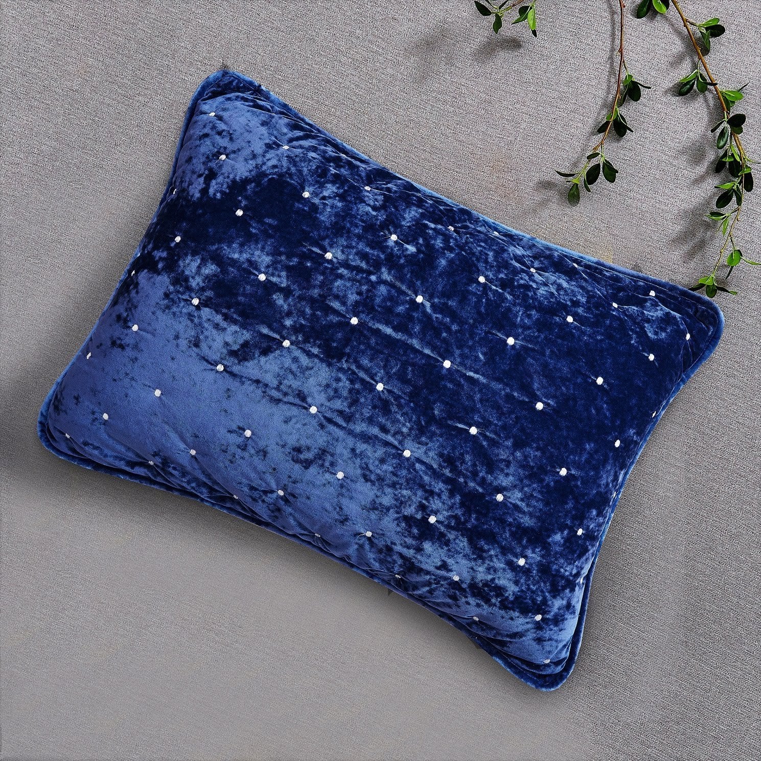 Tache Velvet Dreams Dark Blue Plush Diamond Tufted Pillow Sham (JHW-853DB) - Tache Home Fashion