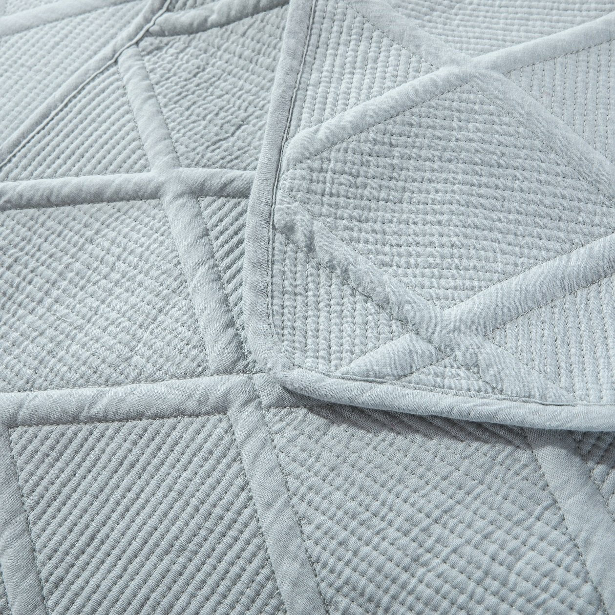 Tache Soothing Pastel Seafoam Blue Diamond Stitch Cotton Quilt Set (JHW-856) - Tache Home Fashion