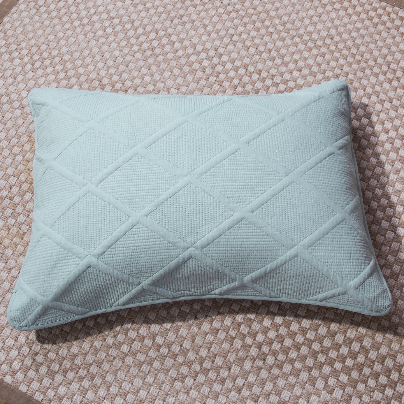Tache Cotton Seafoam Blue Soothing Pastel Diamond Pillow Sham (JHW-856) - Tache Home Fashion