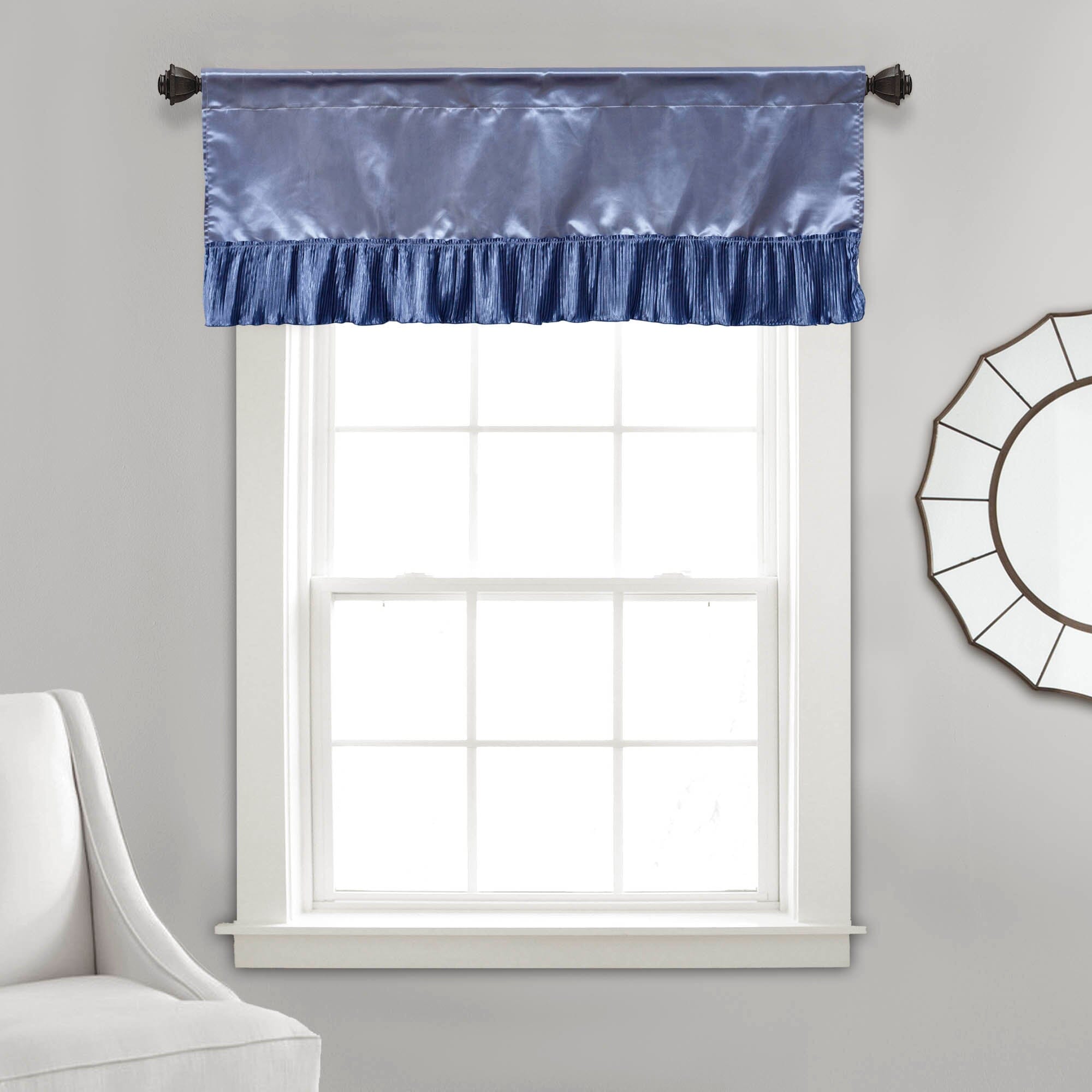 Tache Satin Ruffle Sweet Victorian Window Curtain Tailored Valance 18x52" Blue (MZ002) - Tache Home Fashion