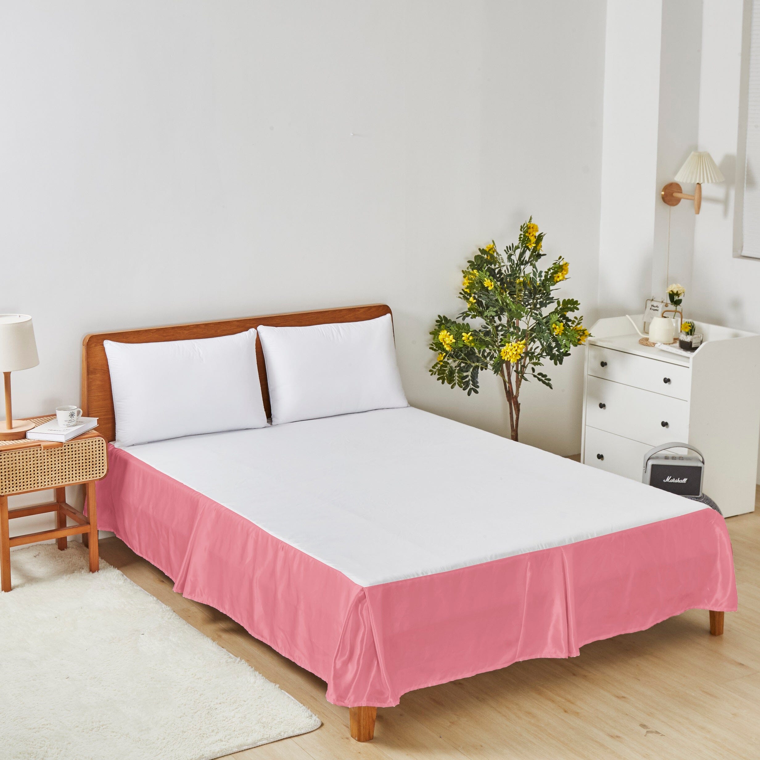 Tache Satin Pink Lustrous Sweet Victorian Tailored Platform 14" Bed Skirt Dust Ruffle (MZ002) - Tache Home Fashion