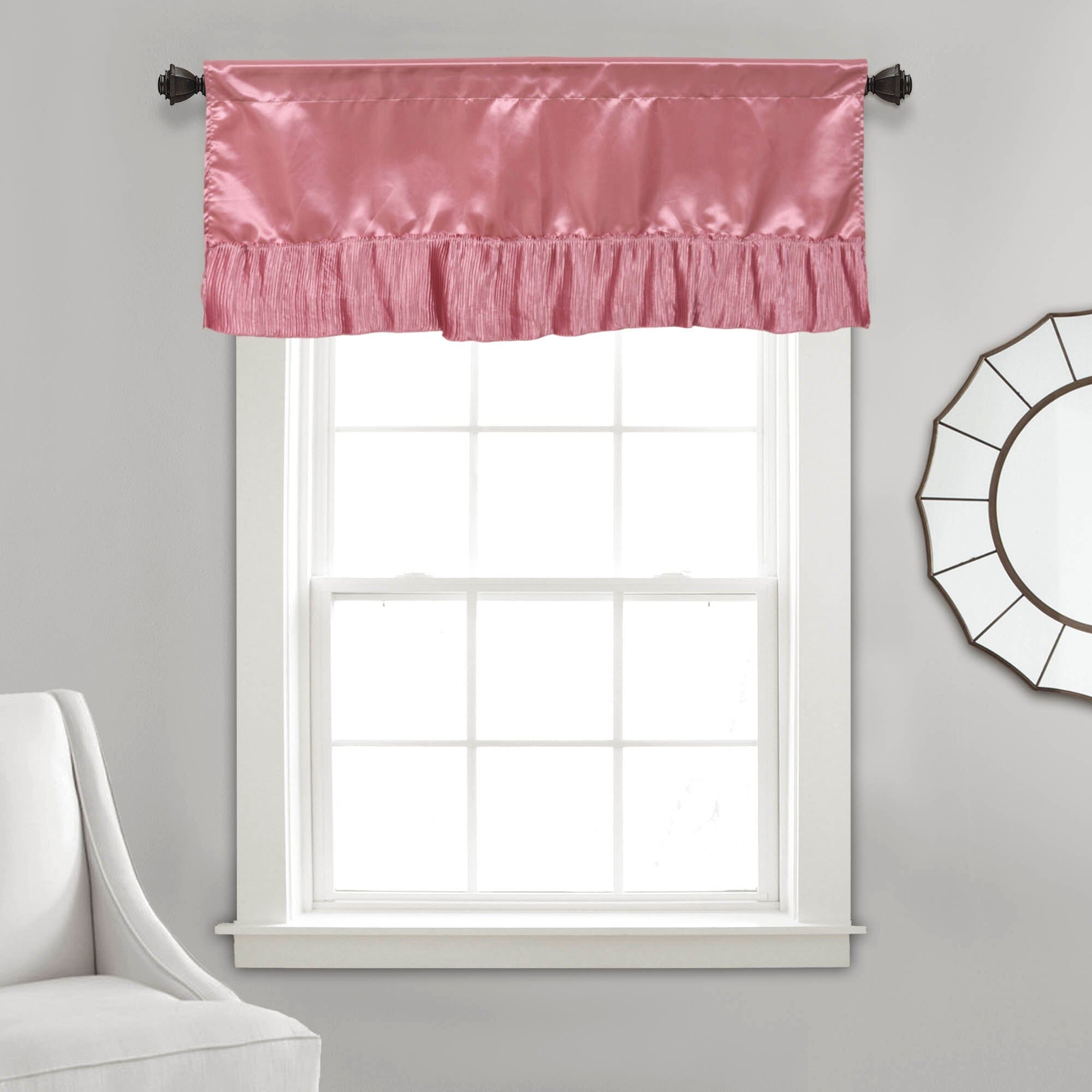 Tache Satin Ruffle Sweet Victorian Window Curtain Tailored Valance 18x52" Pink (MZ002) - Tache Home Fashion