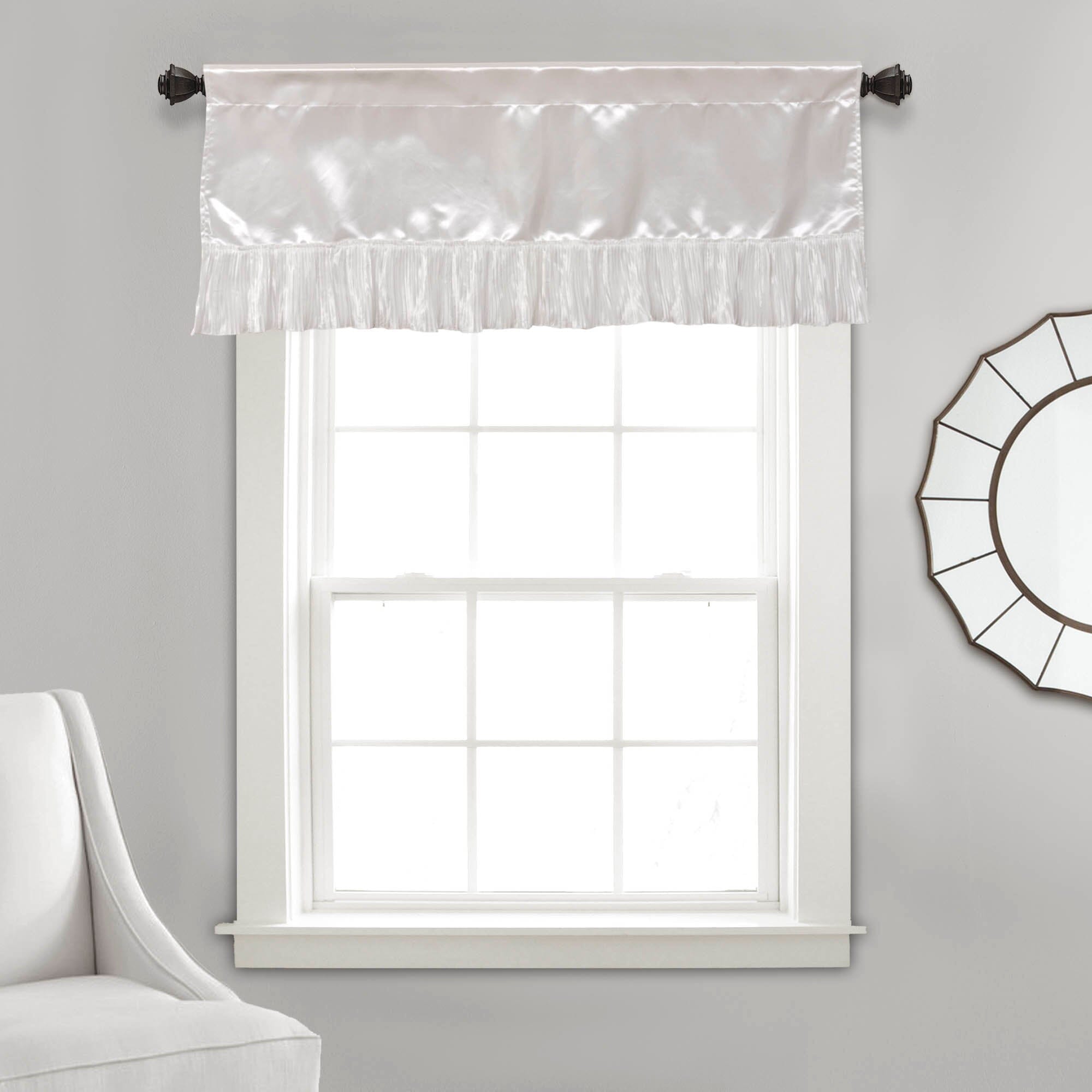 Tache Satin Ruffle Sweet Victorian Window Curtain Tailored Valance 18x52" White (MZ002) - Tache Home Fashion