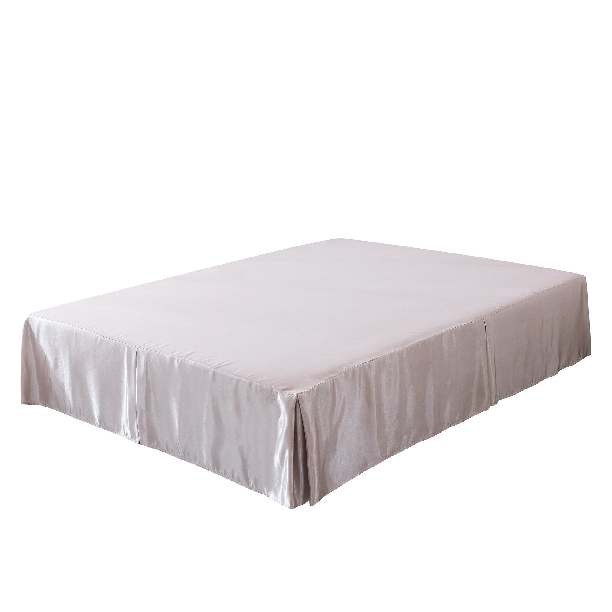 Tache Satin Champagne Beige Frosted Fields Platform Tailored 14" Bed Skirt Dust Ruffle (MZ1051 / MZ002C) - Tache Home Fashion