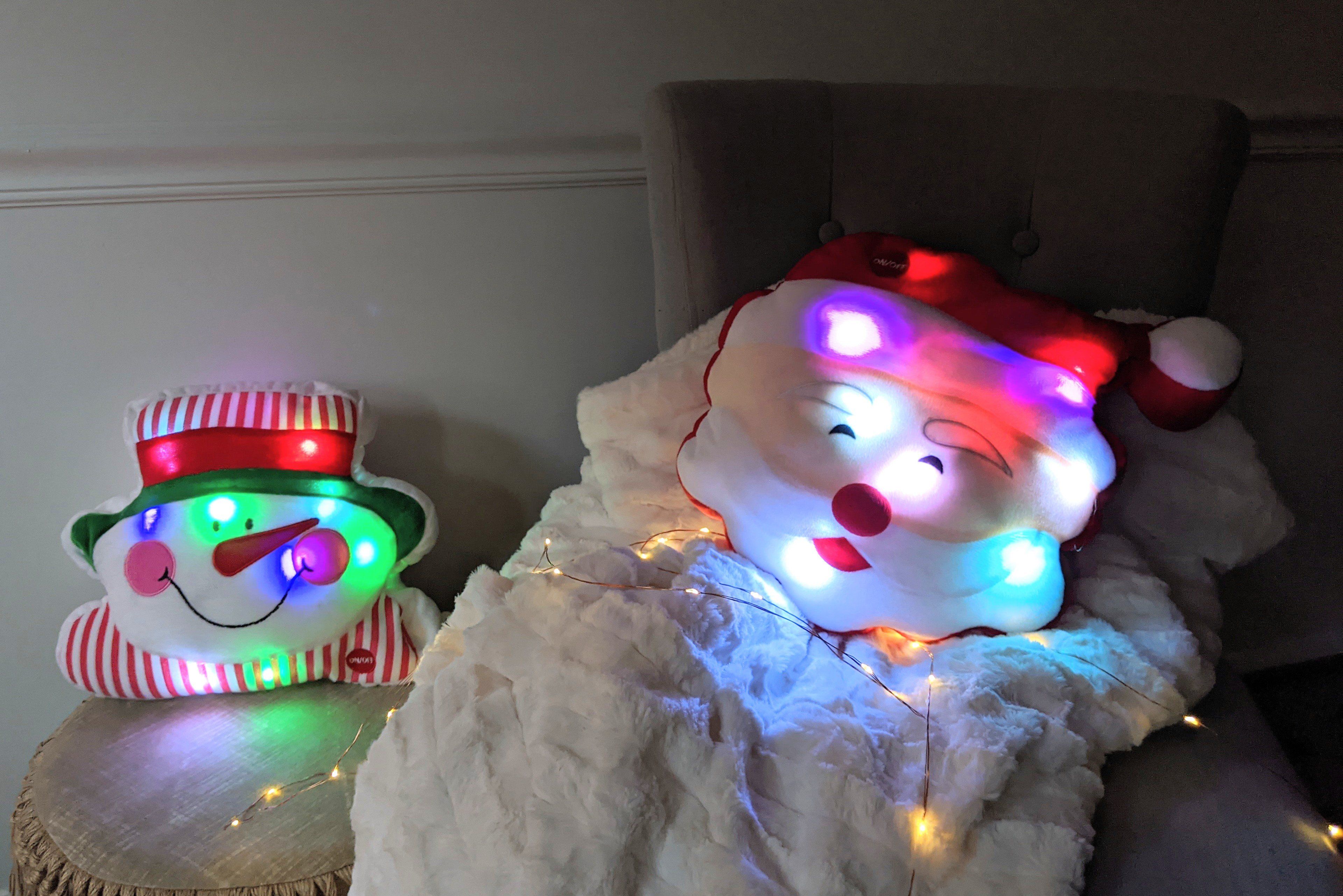 Tache Squishy Light Up Cute Christmas Cheery Santa Microbead LED Throw Pillow - Tache Home Fashion