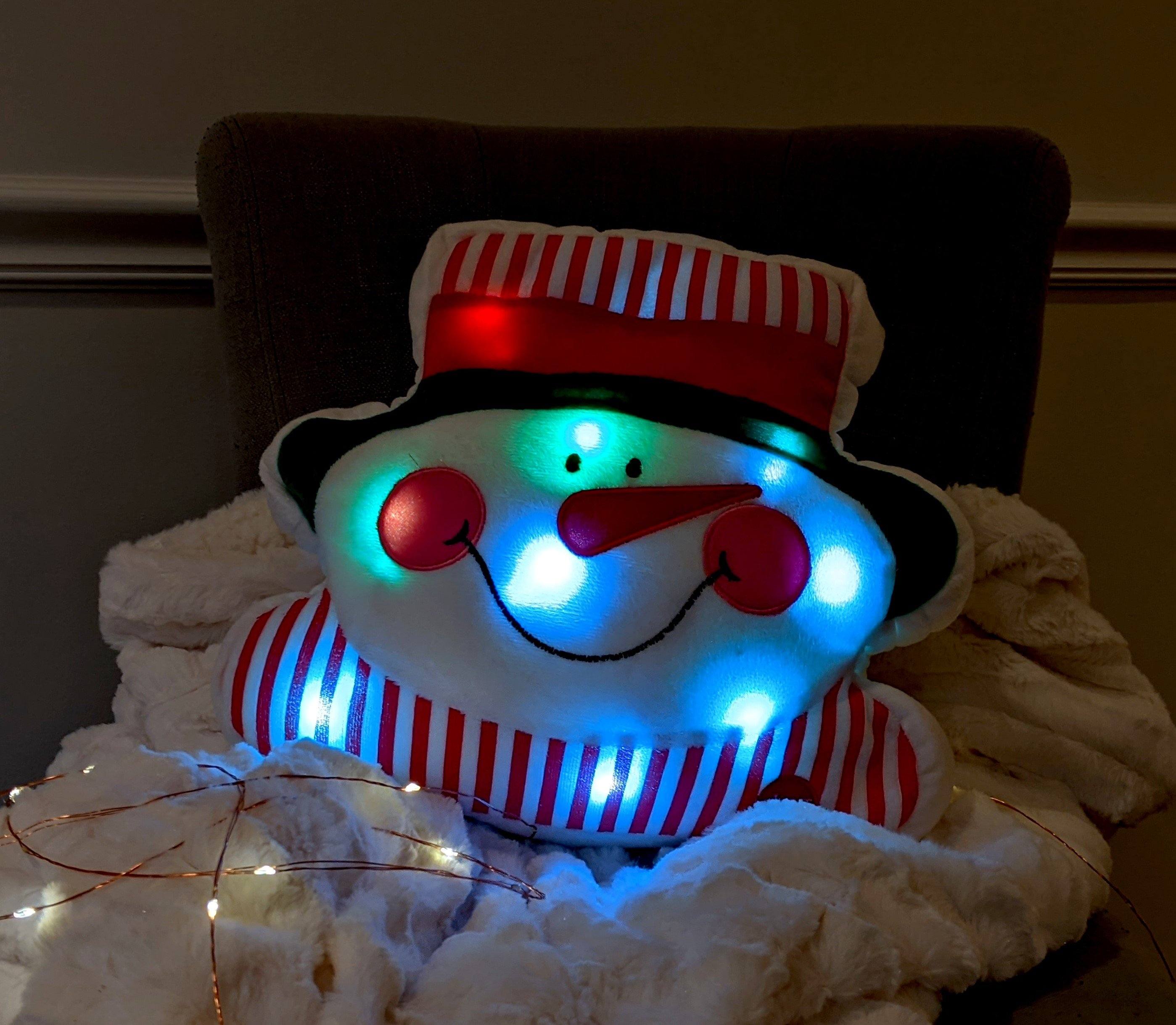 Tache Squishy Light Up Cute Christmas Chilly Snowman Microbead LED Throw Pillow - Tache Home Fashion