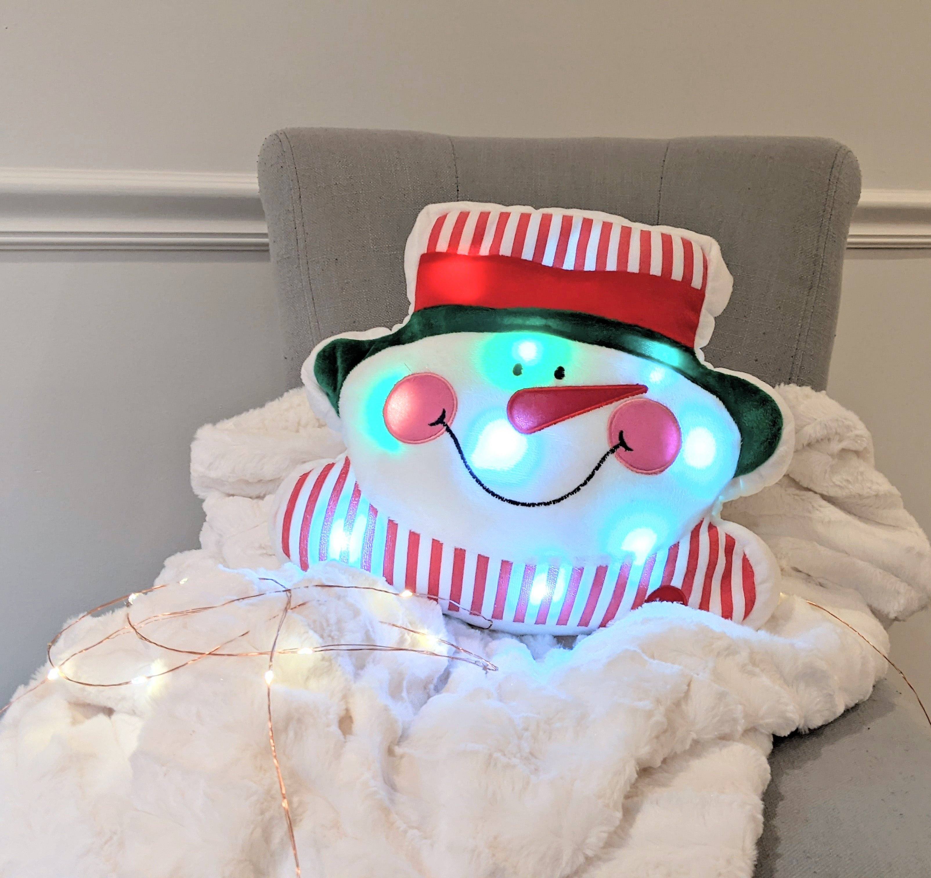 Tache Squishy Light Up Cute Christmas Chilly Snowman Microbead LED Throw Pillow - Tache Home Fashion