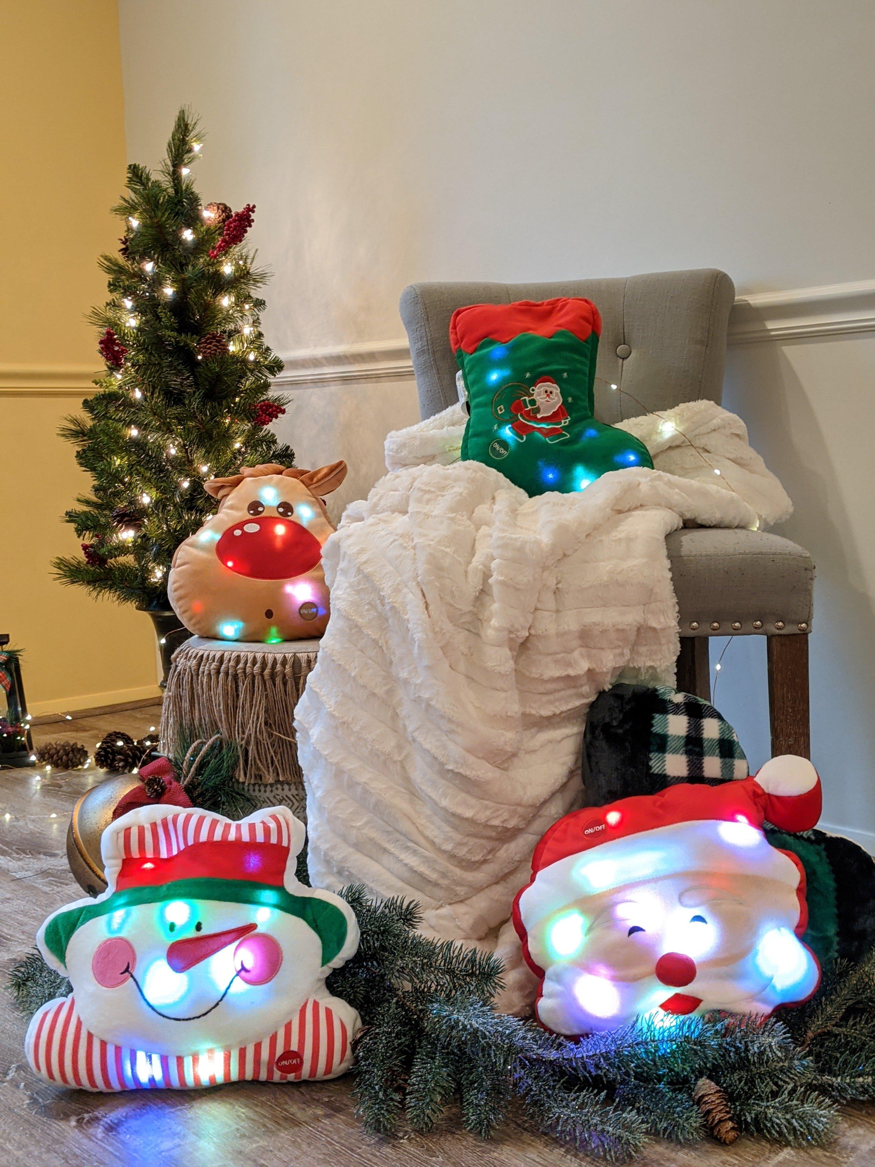 Tache Squishy Light Up Cute Christmas Chilly Snowman Microbead LED Throw Pillow - Tache Home Fashion