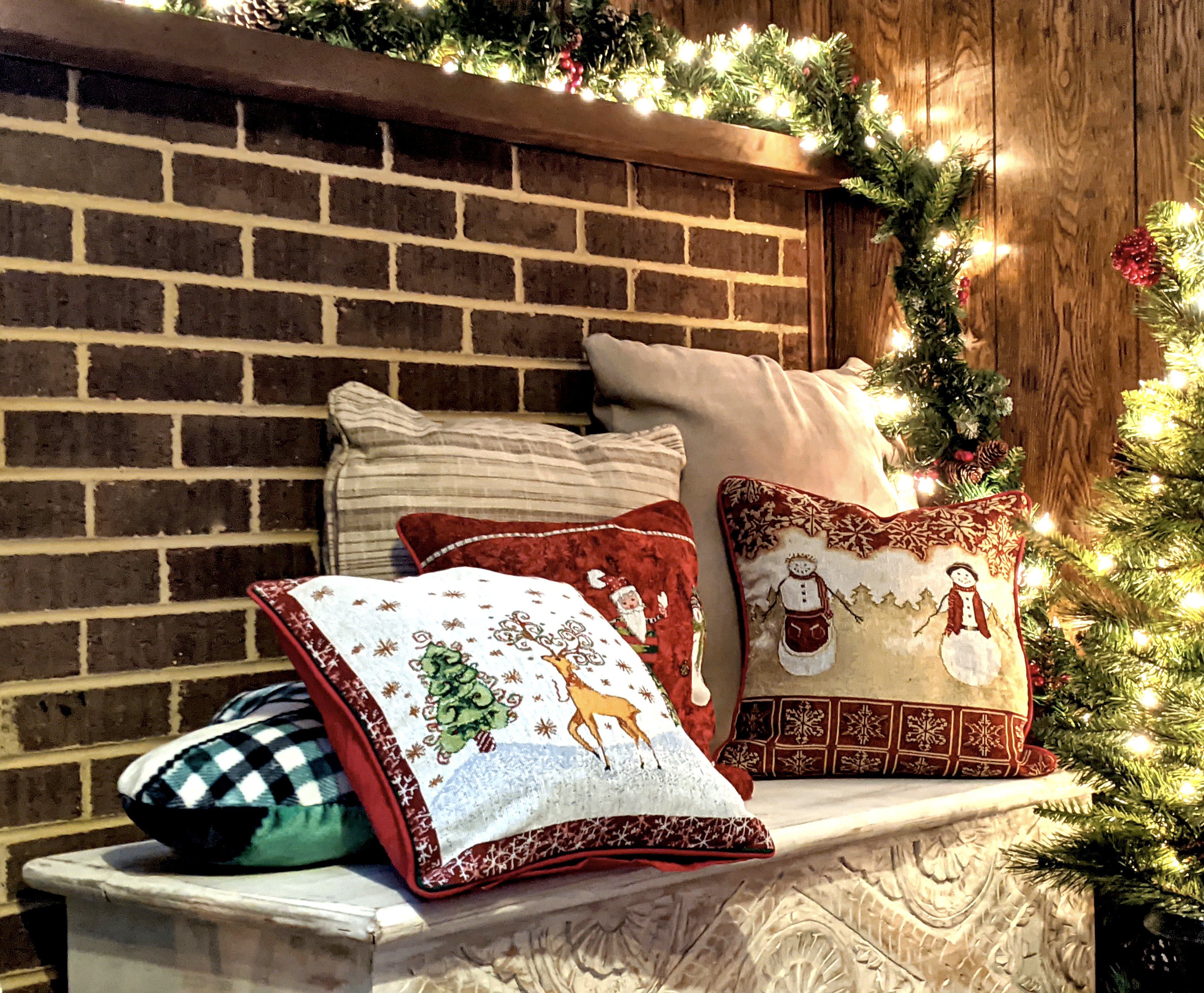 Tache Mr. & Mrs. Snowman Couple Woven Tapestry Throw Pillow Cover (10323CC) - Tache Home Fashion