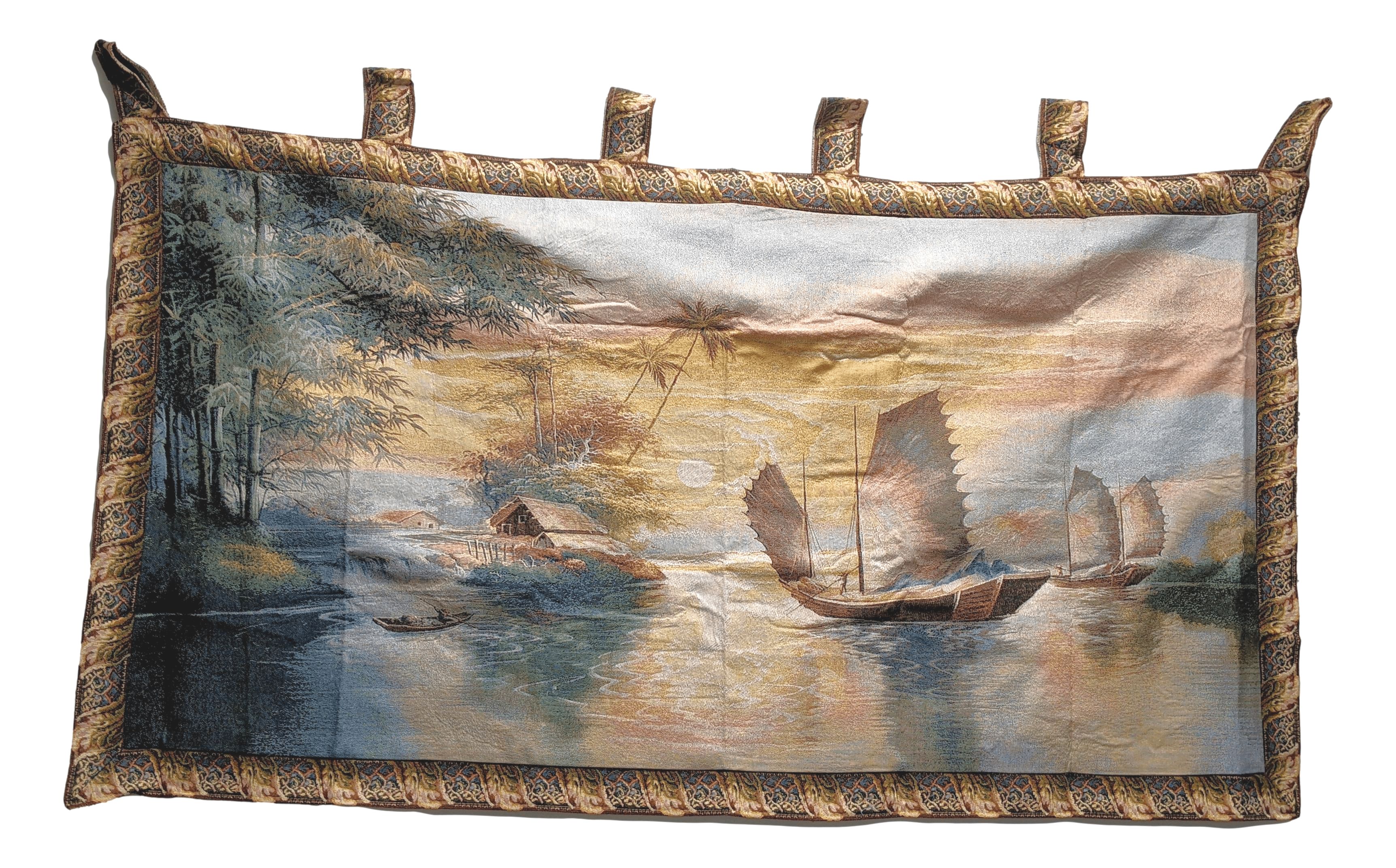 Tache 28 x 55 Exotic Ships on The Horizon Coastal Tapestry Wall Hanging (WH-DB15152) - Tache Home Fashion