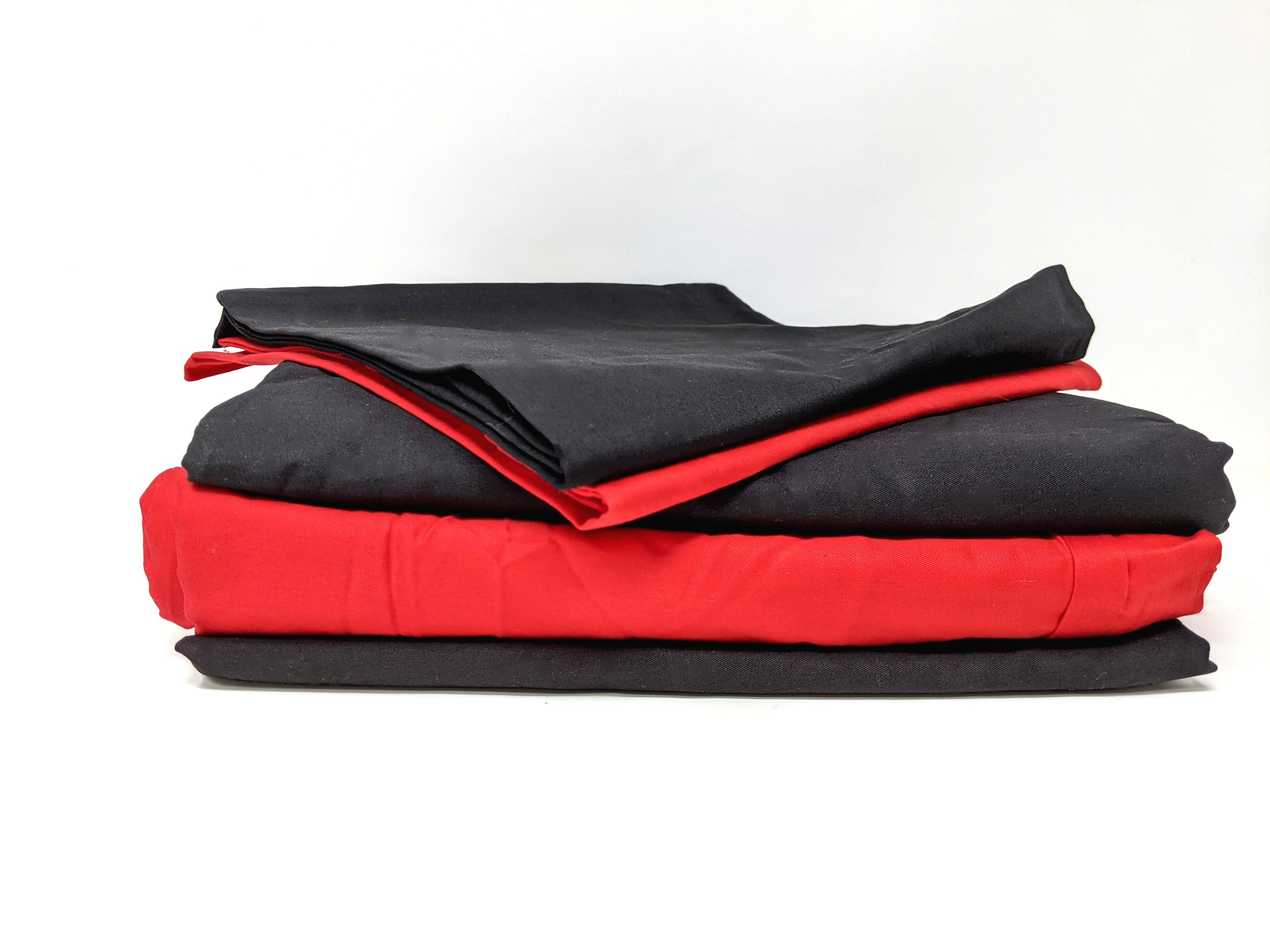 Tache Cotton Vibrant Red and Black Bed sheet set (BS4PC-BR) - Tache Home Fashion