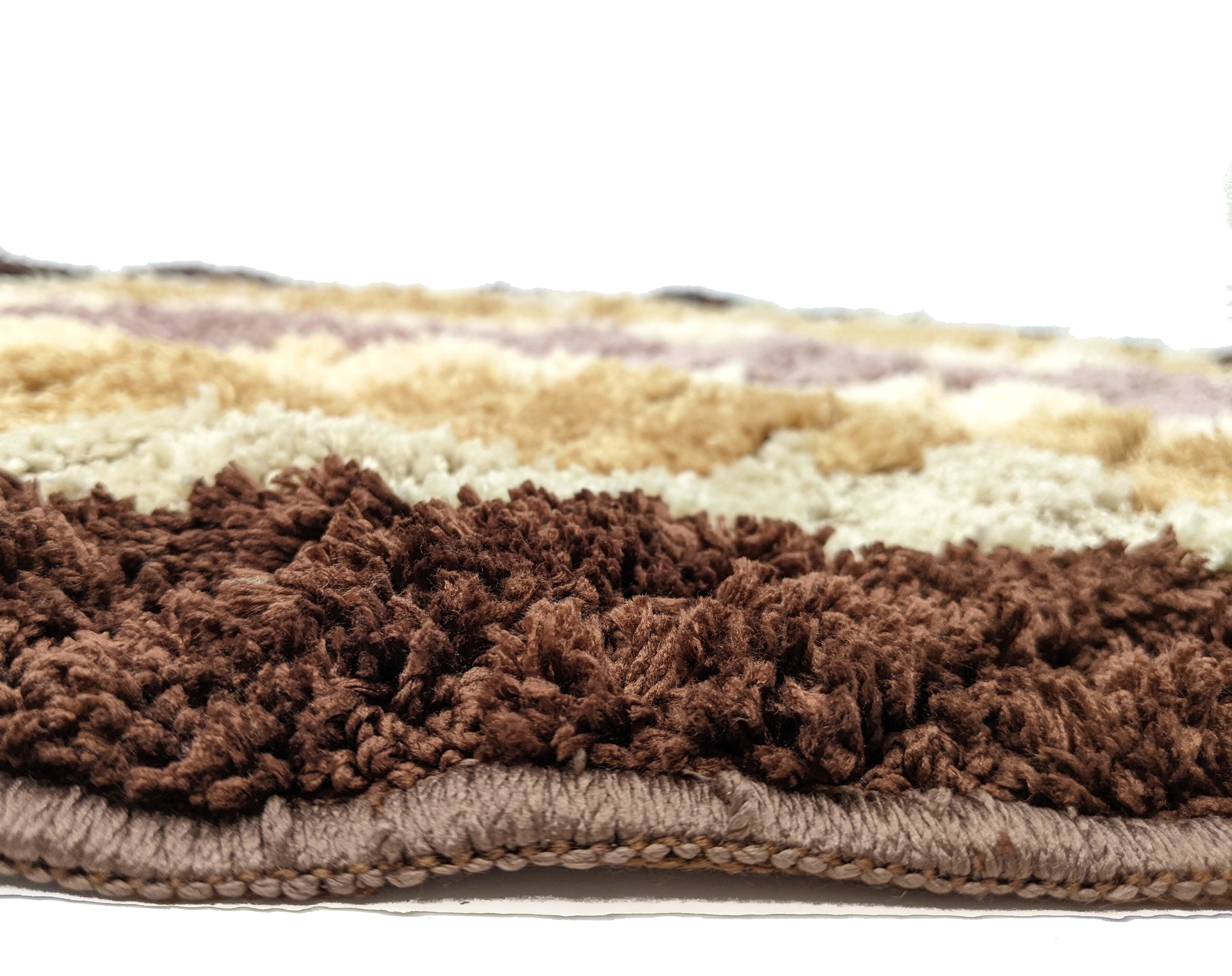 Tache 20x32 Inch Striped Brown and Beige Bathroom Rugs (TARBS2032) - Tache Home Fashion