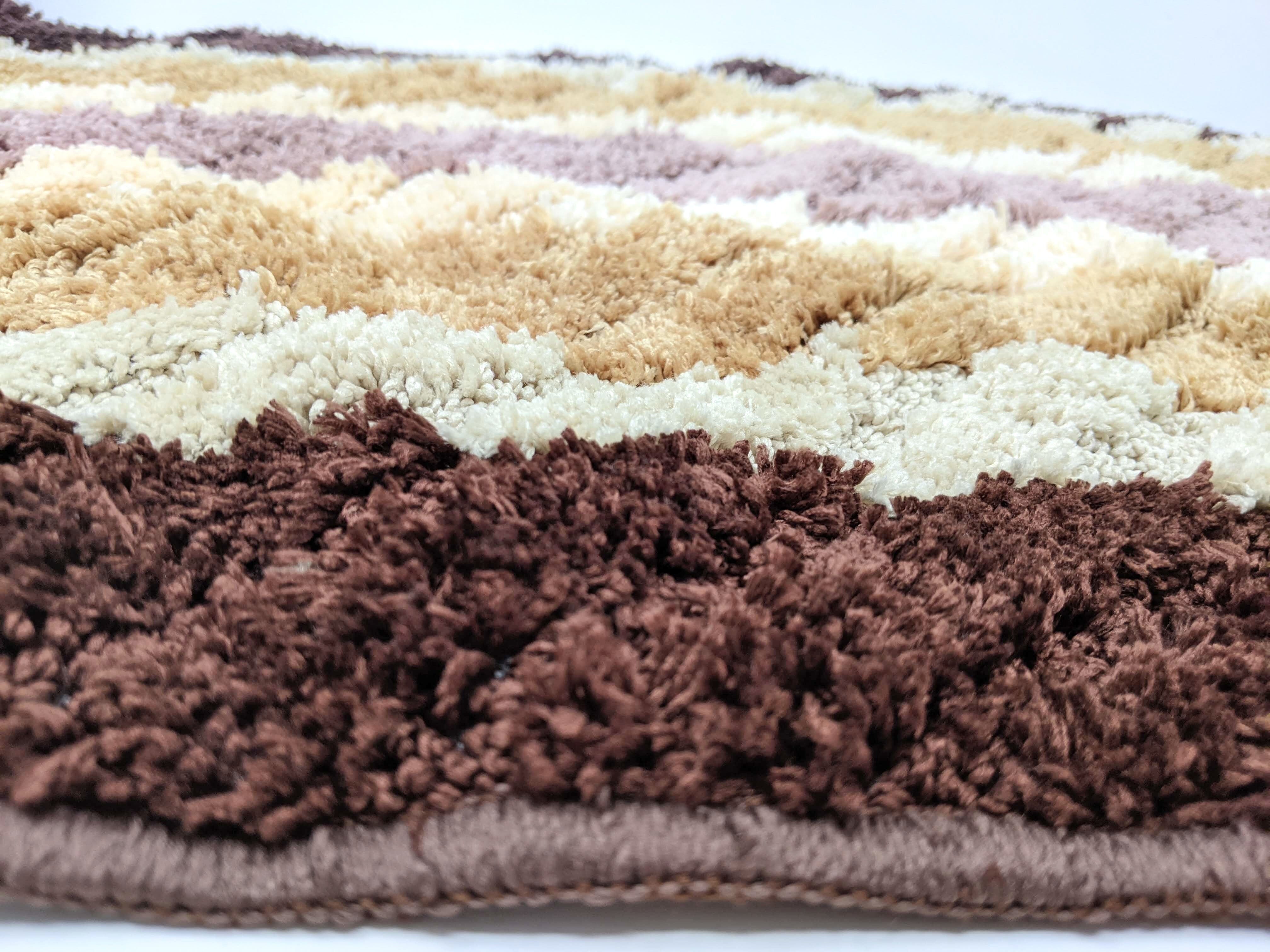 Tache 20x32 Inch Striped Brown and Beige Bathroom Rugs (TARBS2032)