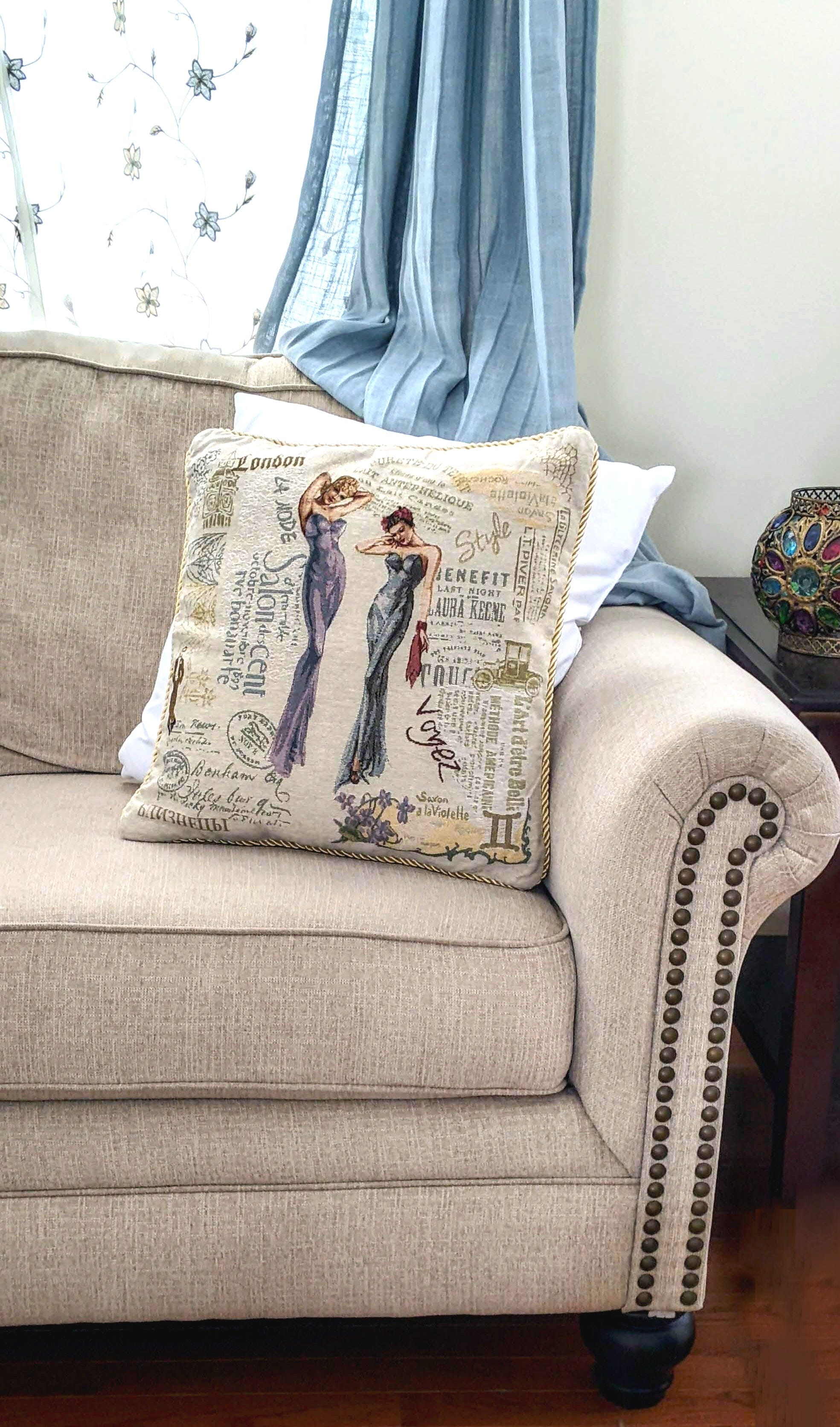 Tache European Models Vintage London Postcard Tapestry Woven Throw Pillow Cover (1351) - Tache Home Fashion