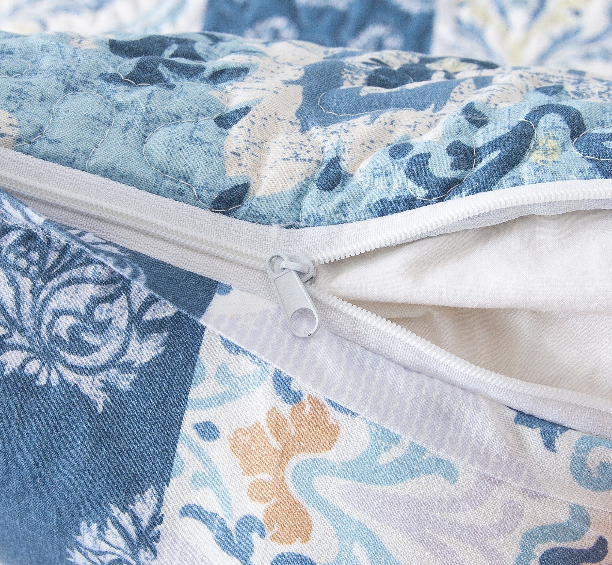 Tache Floral Paisley Blue White Mediterranean Coastal Cottage Pillow Sham 2-Pieces (SD-11) - Tache Home Fashion