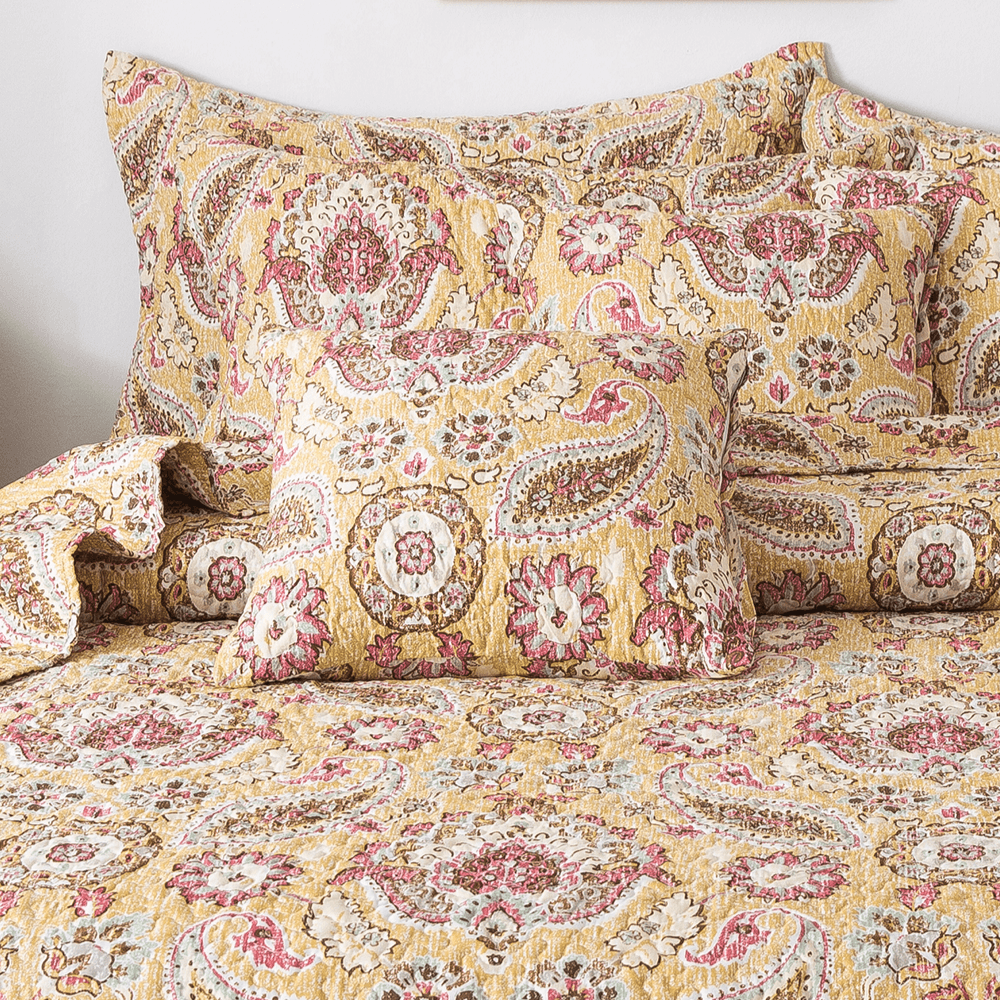 Tache Floral Paisley Damask Boho Chic Gold Royal Medallion Cushion Cover 2-Pieces (SD5357) - Tache Home Fashion