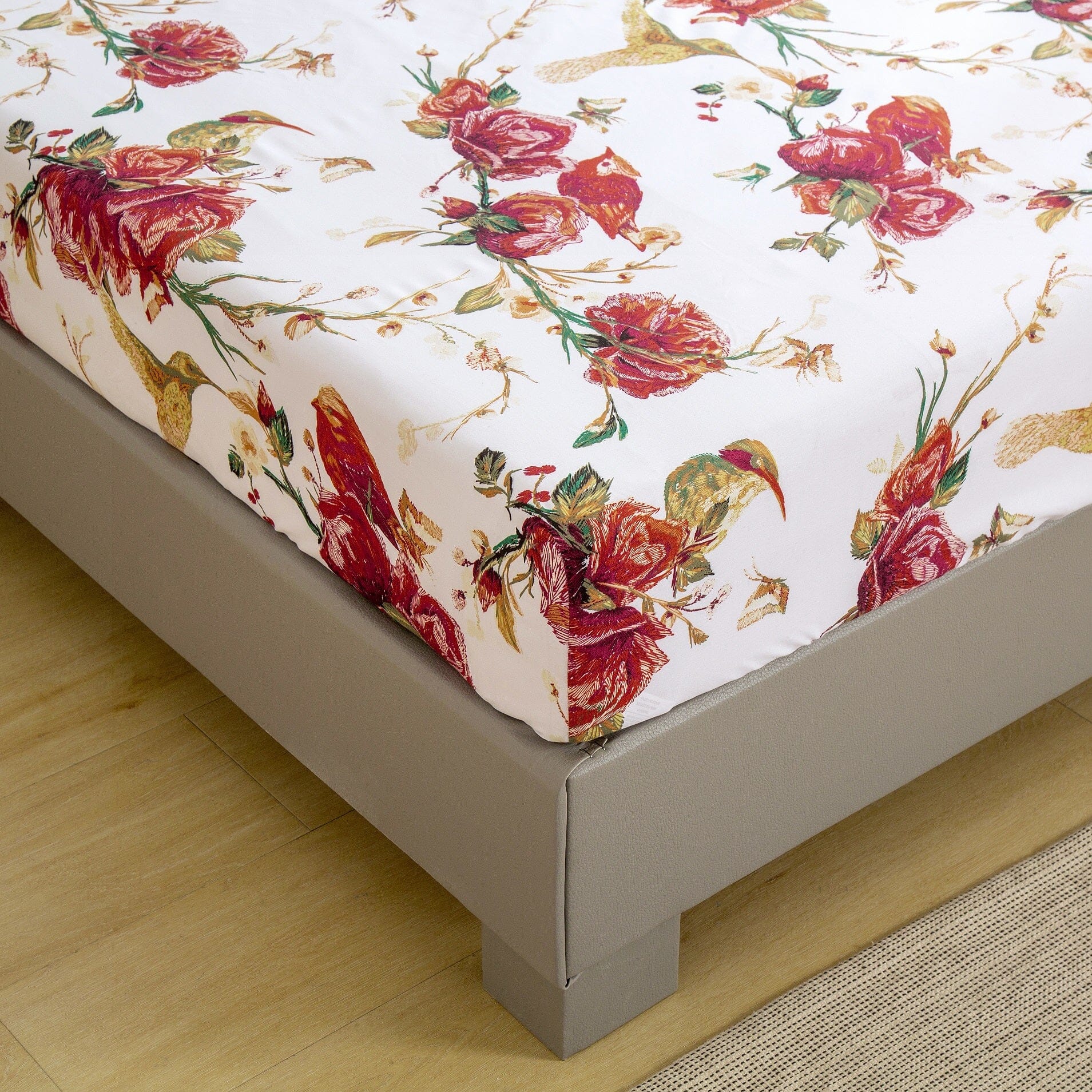 Tache Floral Hummingbirds Burgundy White Vintage Rose Garden Bed Sheet Set (SD-7676) - Tache Home Fashion