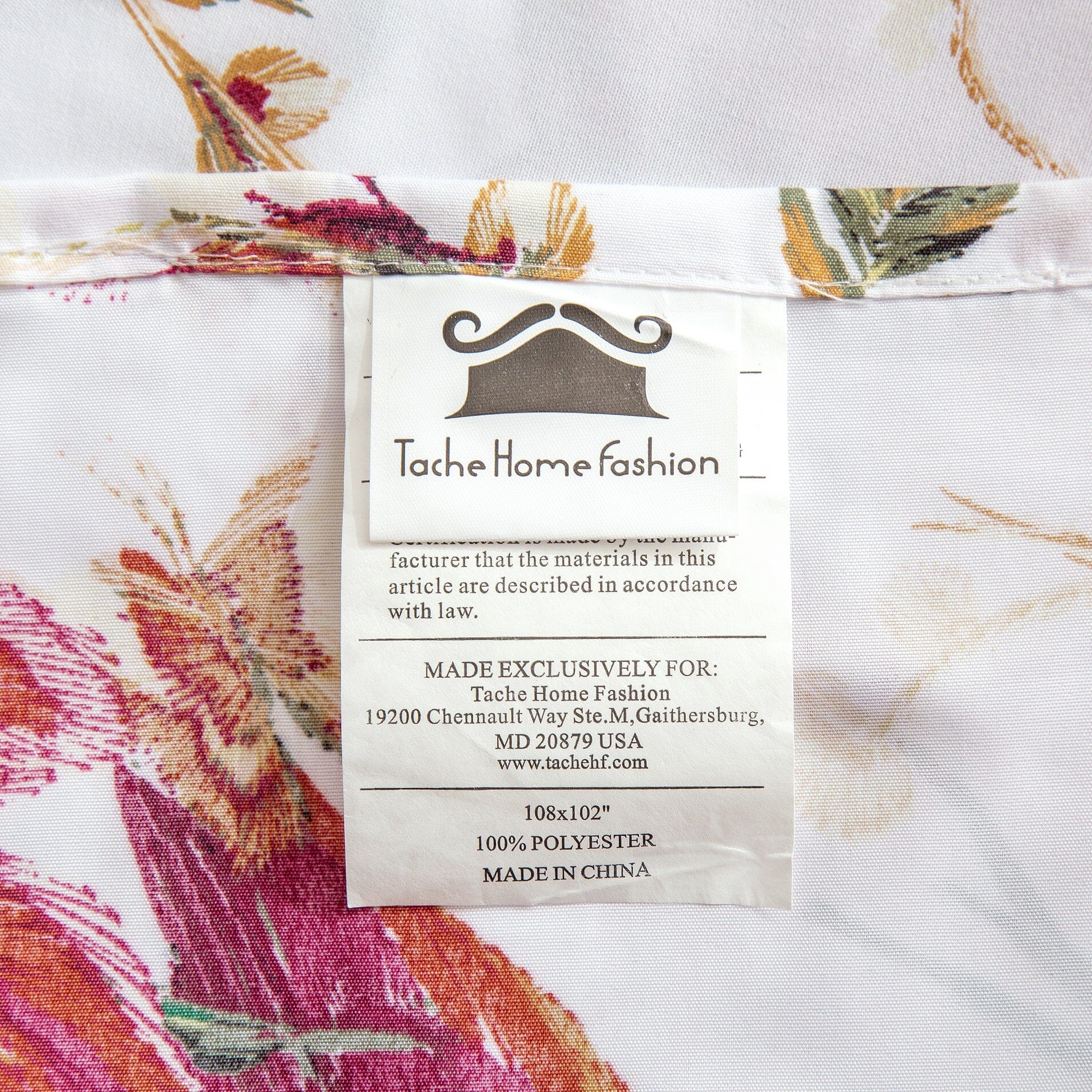 Tache Floral Hummingbirds Burgundy White Vintage Rose Garden Bed Sheet Set (SD-7676) - Tache Home Fashion