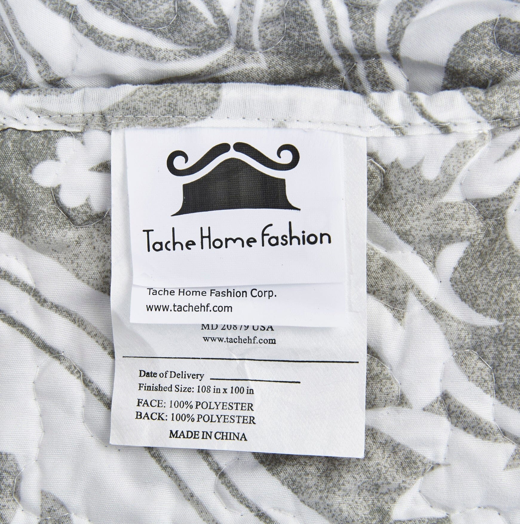 Tache Dreamy Moon Sky Ogee Damask Heather Grey White Quilt Set (TB300) - Tache Home Fashion
