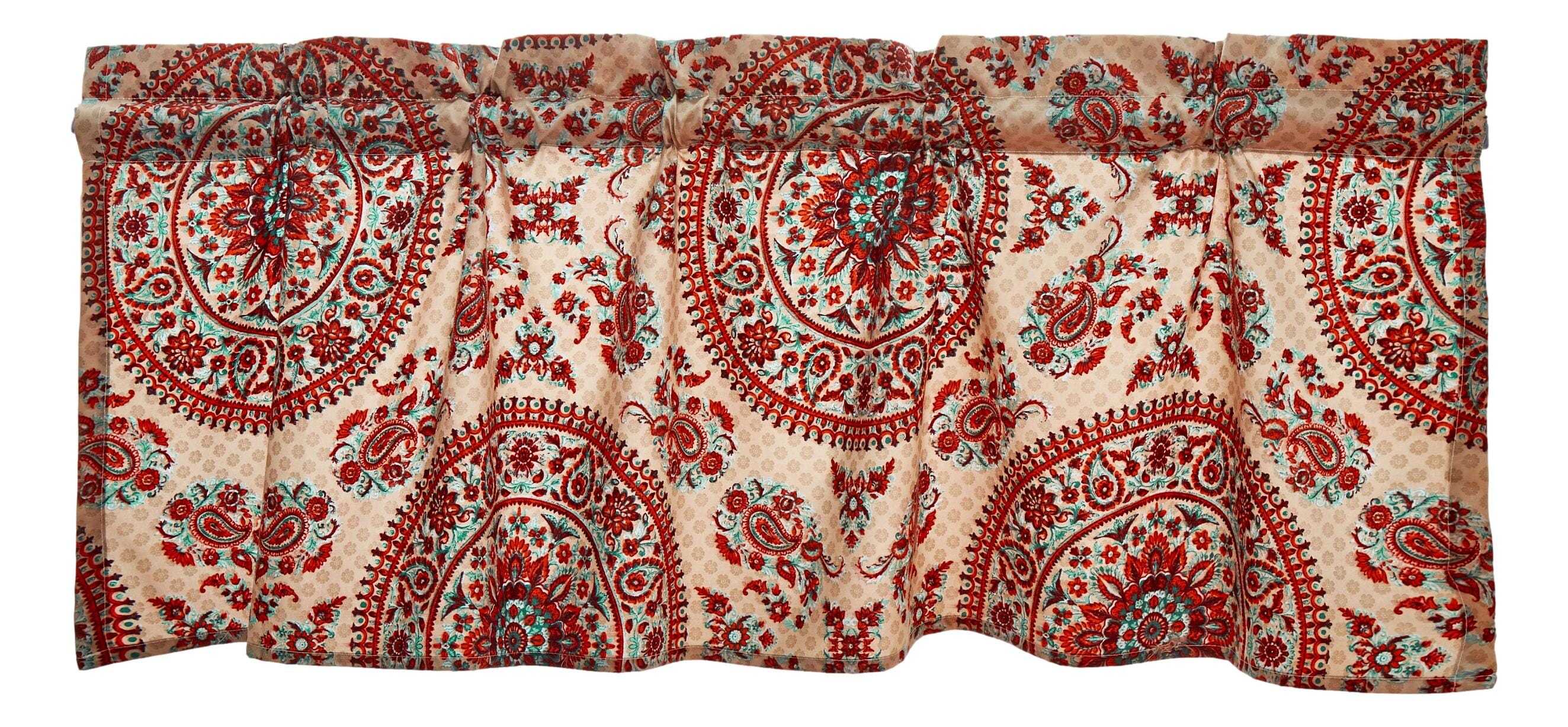 Tache Bohemian Desert Medallion Boteh Paisley Taupe Window Valance (TJ3502) - Tache Home Fashion