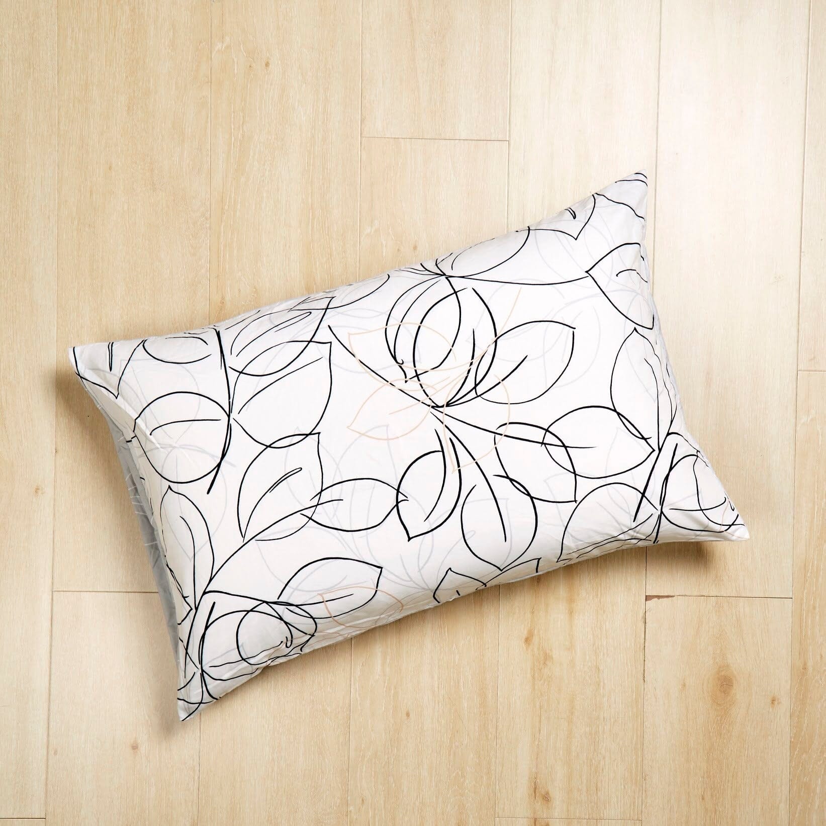 Tache Modern Abstract Leaf Line Art Foliage White Grey Black Gold Pillowcases (TJ3571) - Tache Home Fashion