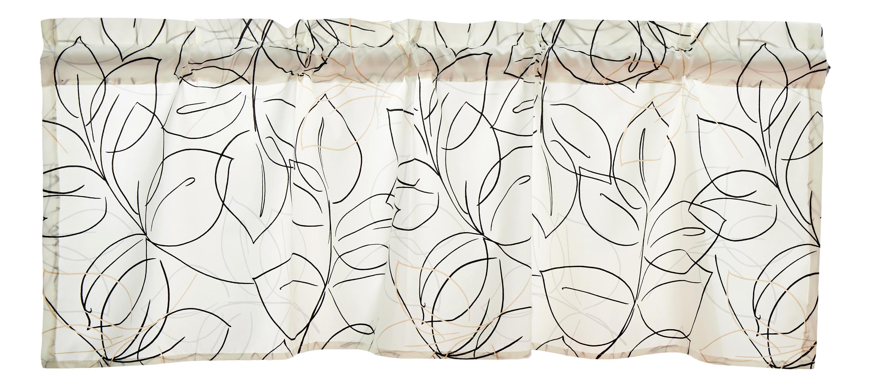 Tache Modern Abstract Leaf Line Art Foliage White Grey Black Gold Window Valance (TJ3571) - Tache Home Fashion