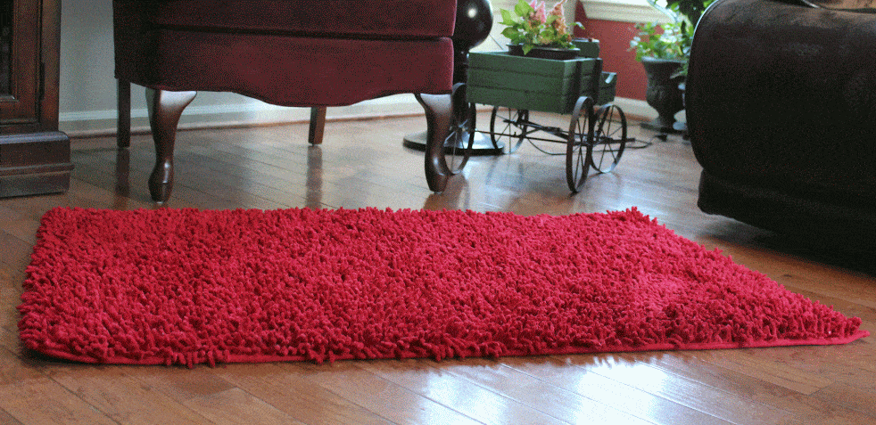 Tache Cotton Chenille Solid Dark Raspberry Red Rug (MAT2032R) - Tache Home Fashion