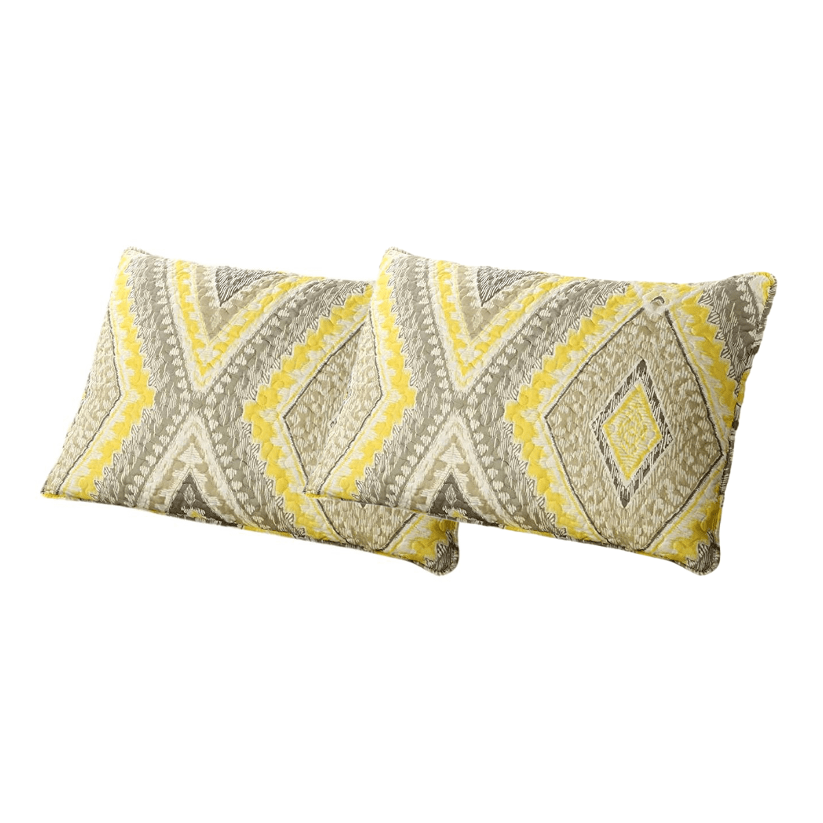 Tache Modern Yellow Grey White Summer Diamond 2 Piece Pillow Sham (KST1503-Sham)