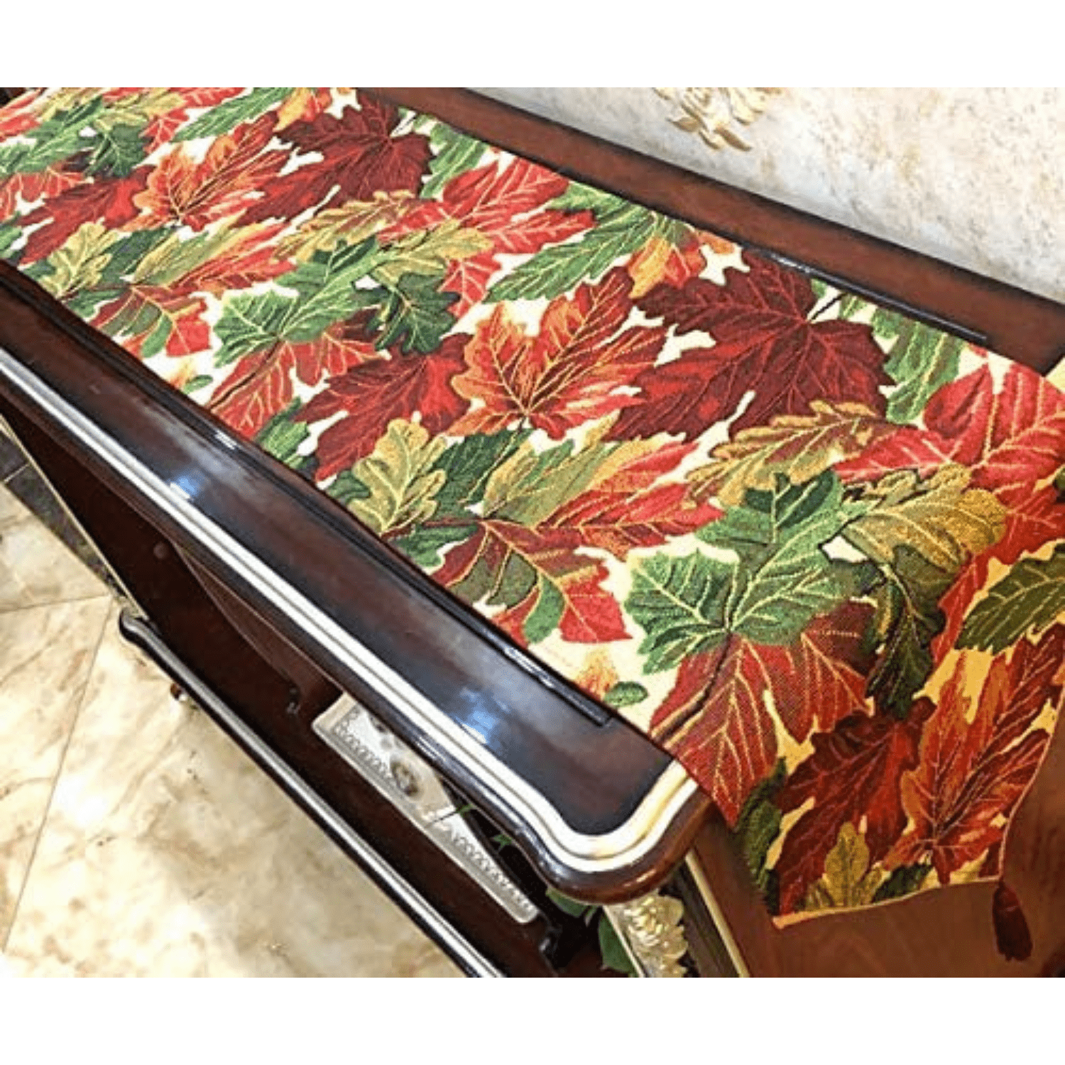 Tache Warm Colorful Thanksgiving Leaves Fall Foliage Tapestry Table Runners (11516) - Tache Home Fashion