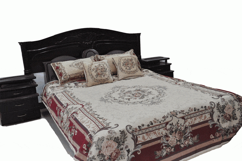 Tache Chenille Red Yuletide Blossoms Tapestry Bedspread Set Twin (DSC004) - Tache Home Fashion