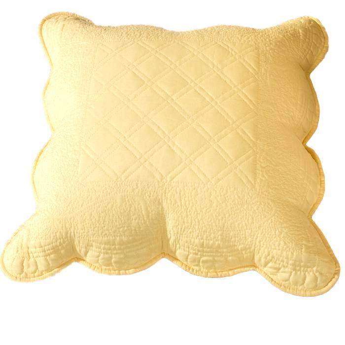 Tache Yellow Diamond Matelasse Scalloped Buttercup Puffs Cushion Covers / Euro Sham (YELLEMDES) - Tache Home Fashion