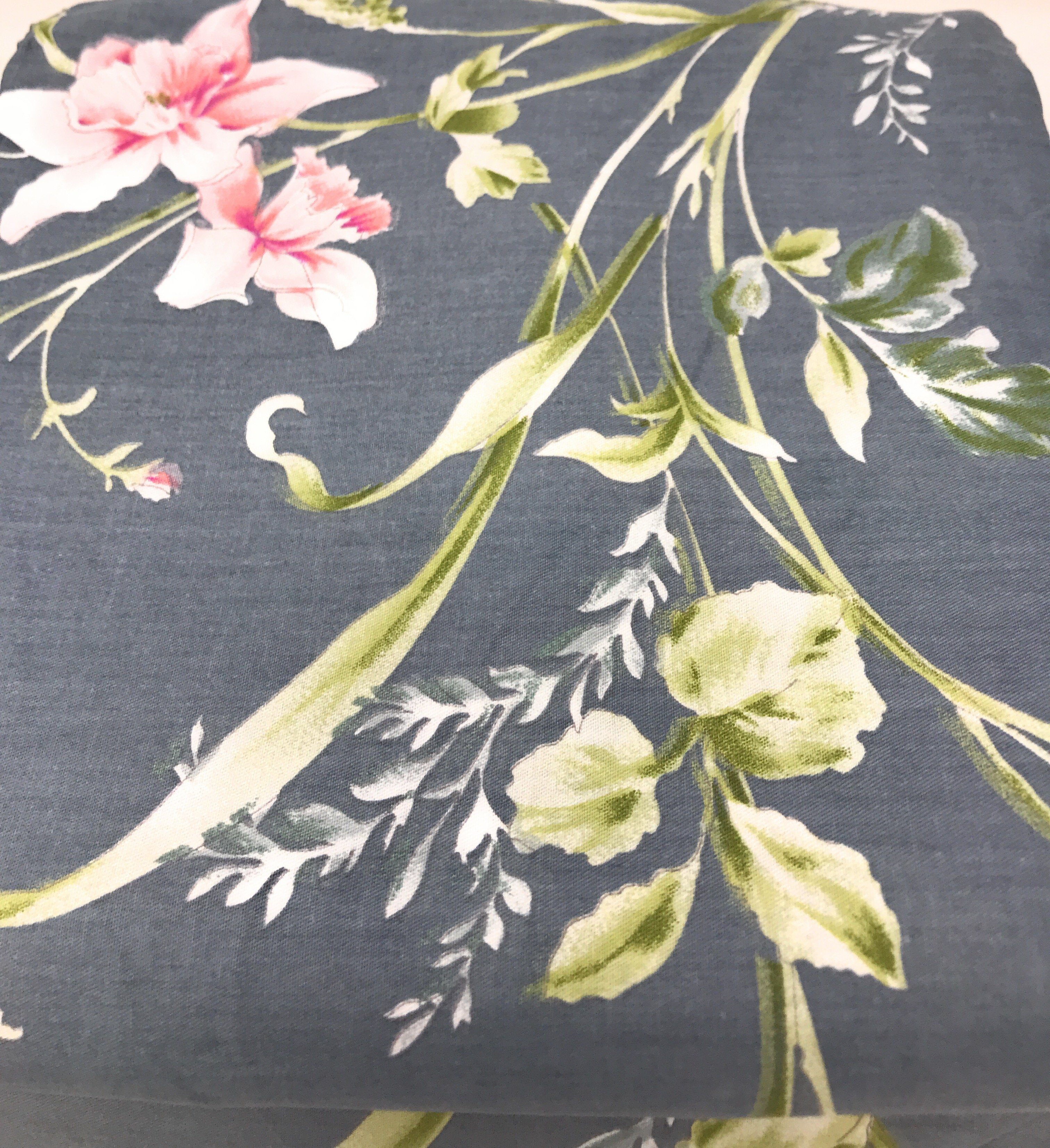 Tache Cotton Cherry Blossom Grey Floral Flat Sheet (2162FLT) - Tache Home Fashion