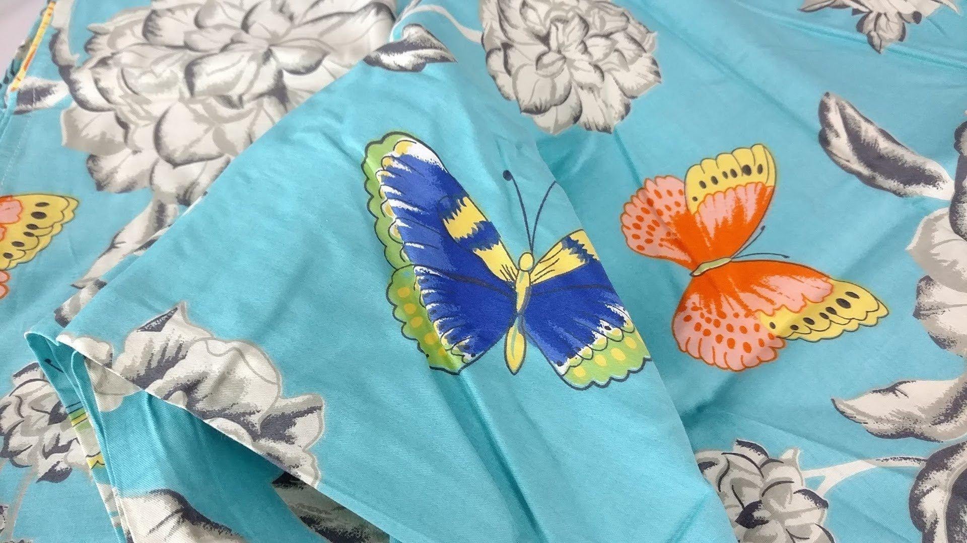 Tache Cotton Butterfly Wonderland Aqua Floral Flat Sheet (2142FLT) - Tache Home Fashion