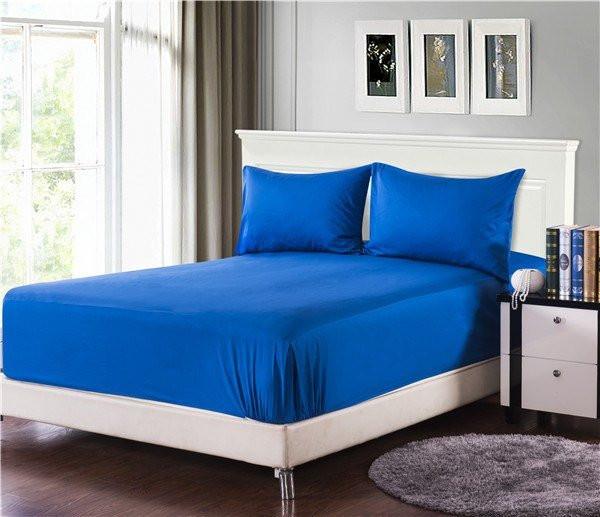 Tache Cotton Deep Blue Fitted Sheet (BS3PC-B) - Tache Home Fashion