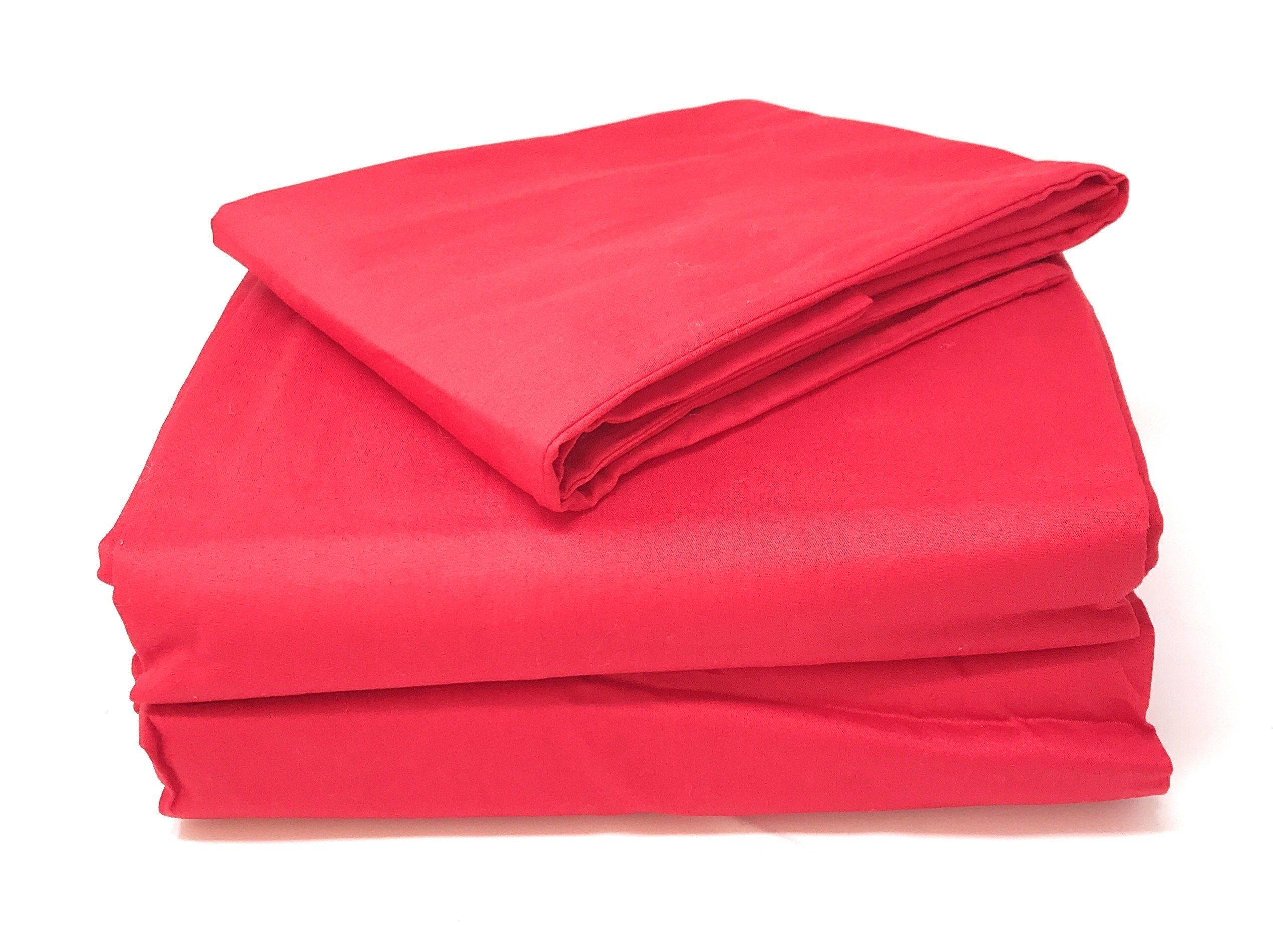 Tache Cotton Vibrant Red Fitted Sheet (BS3PC-R) - Tache Home Fashion