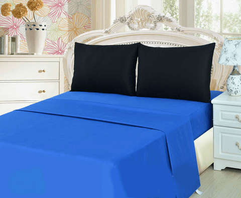 Tache Cotton Deep Blue and Black Bed Sheet set (BS4PC-BB) - Tache Home Fashion